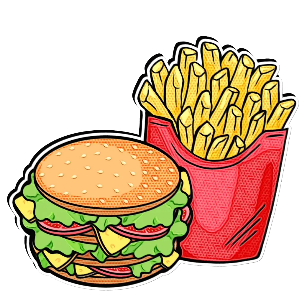 Cartoon Burger and Fries Illustration
