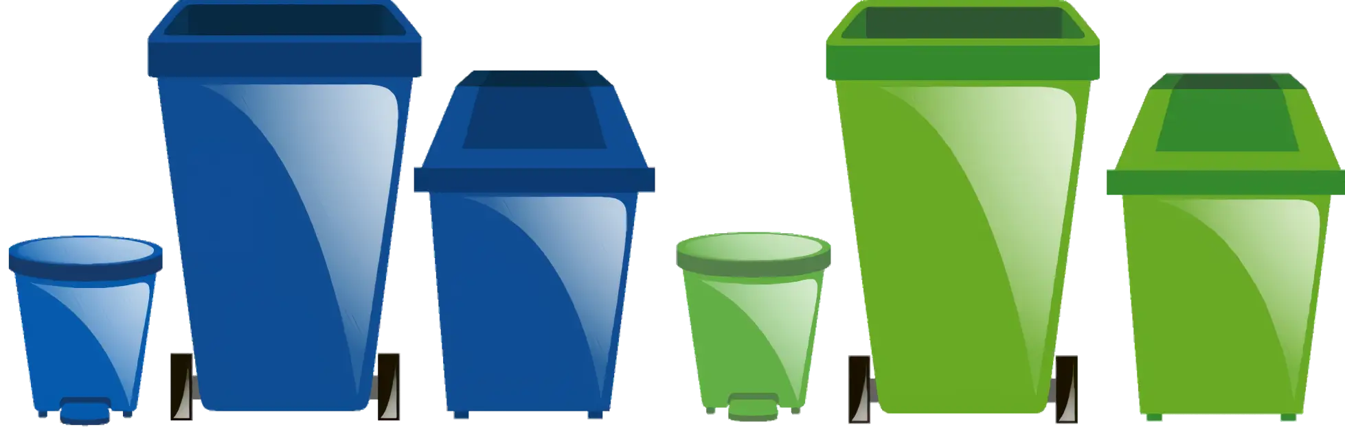 Recycling Bins in Blue and Green