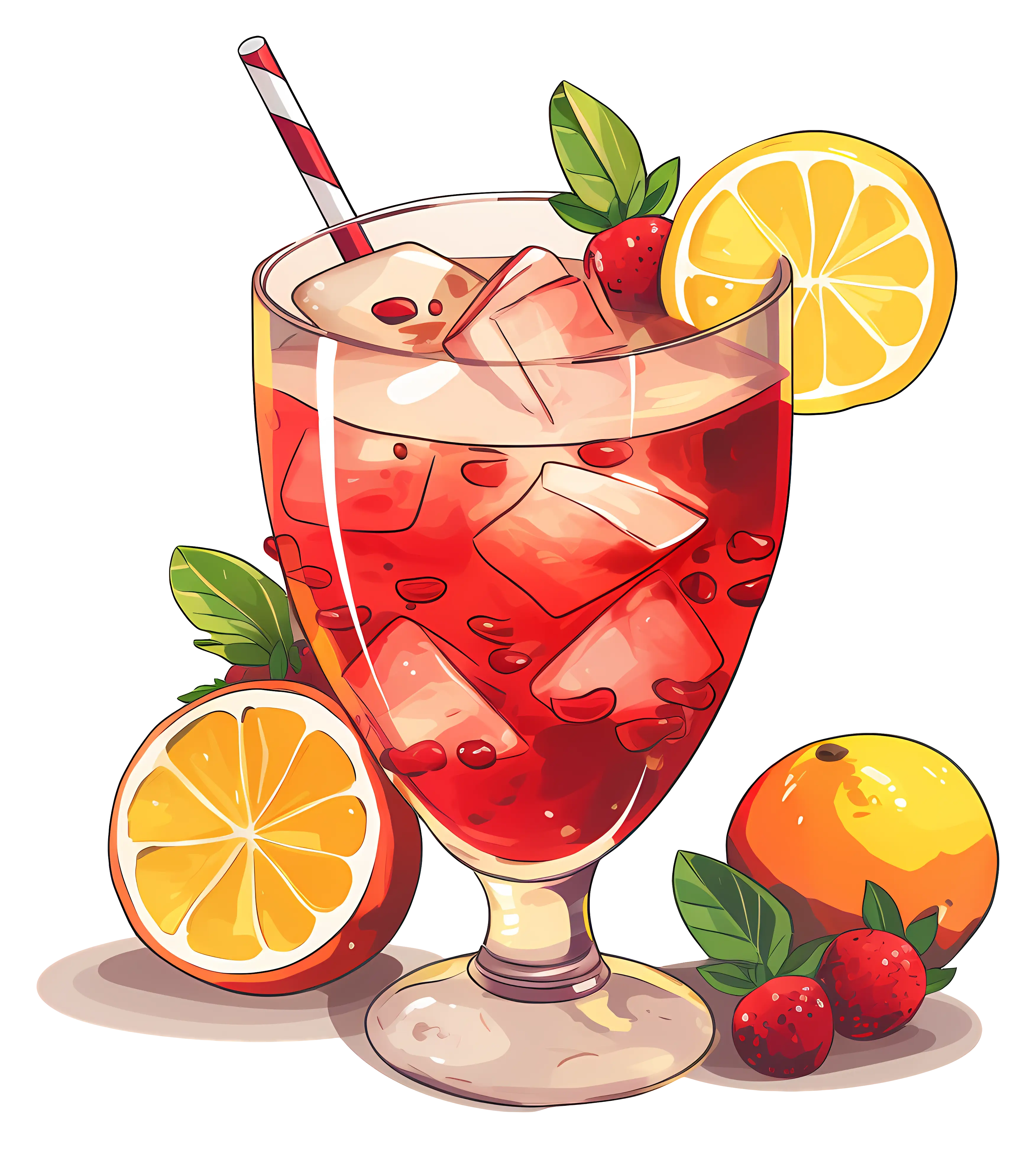 Refreshing Fruity Berry Drink Illustration