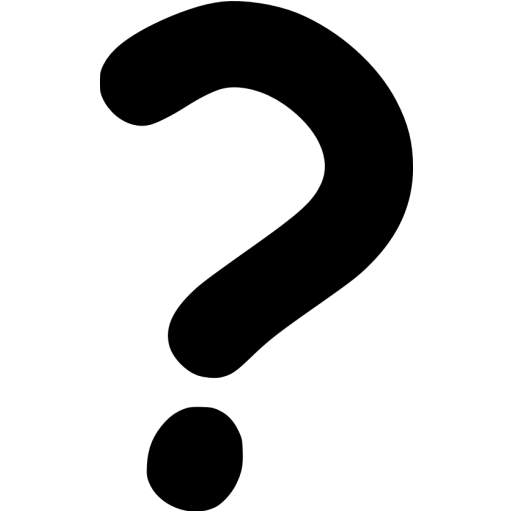 Curved black question mark on a transparent background