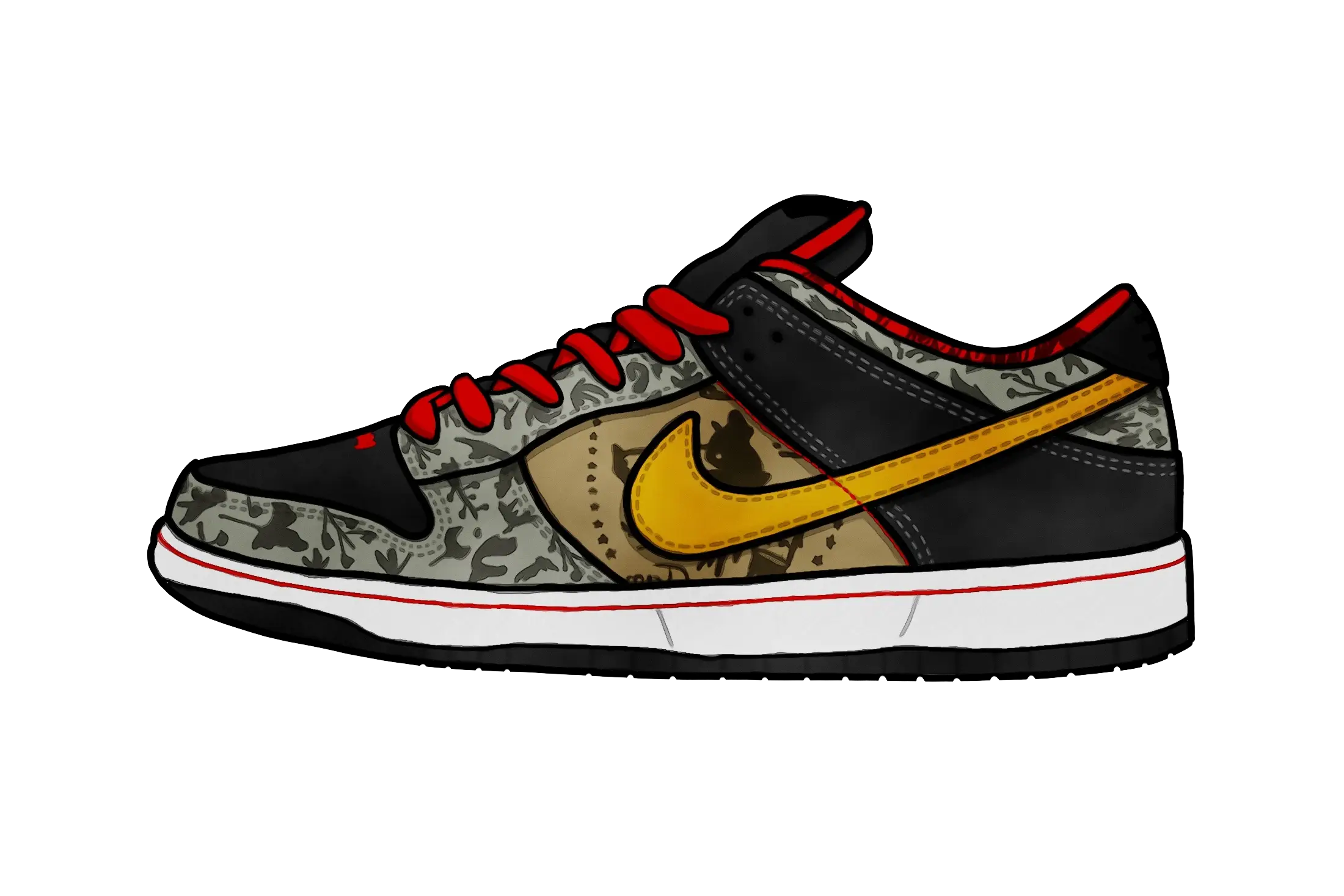 Stylish Sneaker Illustration with Bold Colors