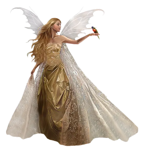 Fairy with Wings Holding a Bird