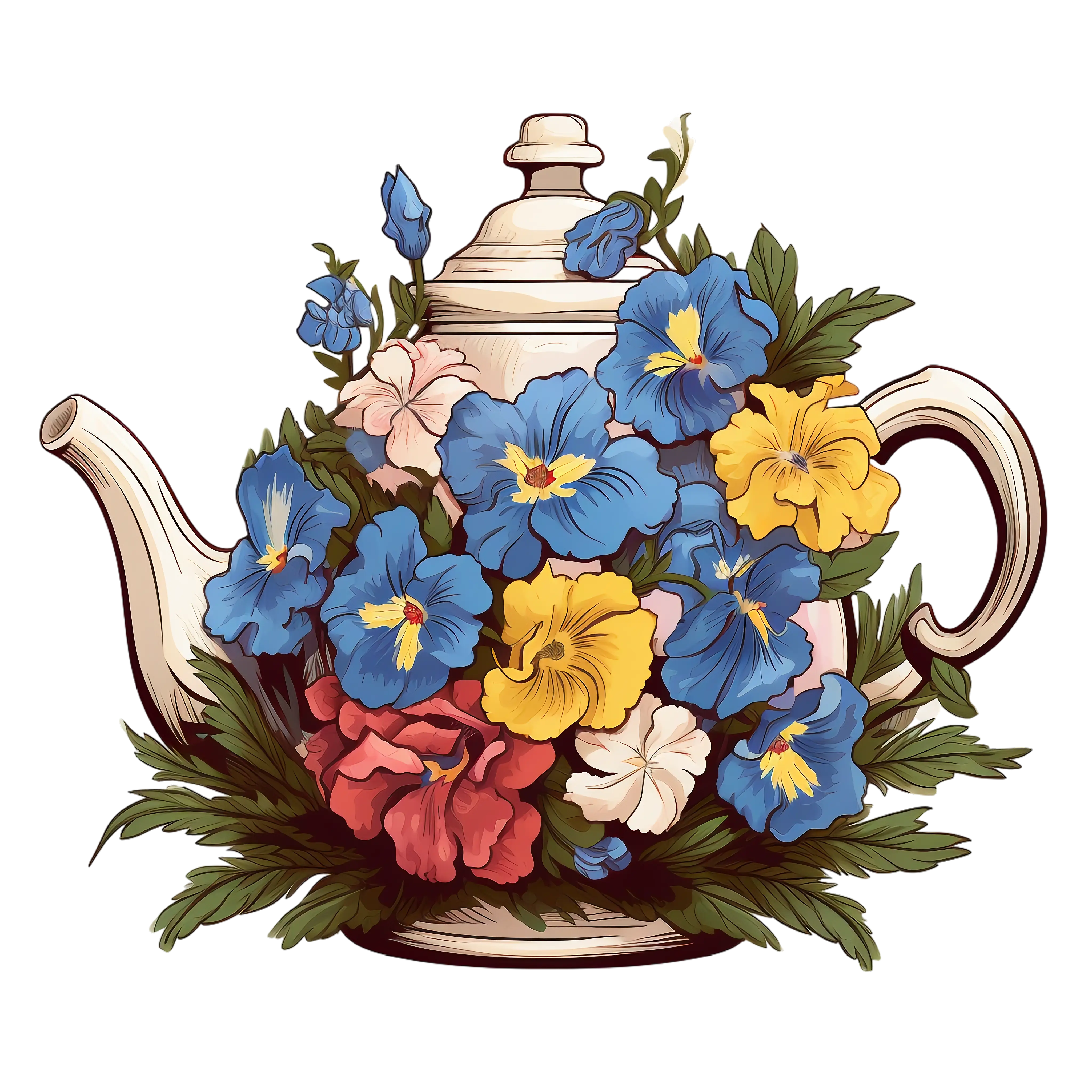 Colorful Floral Teapot