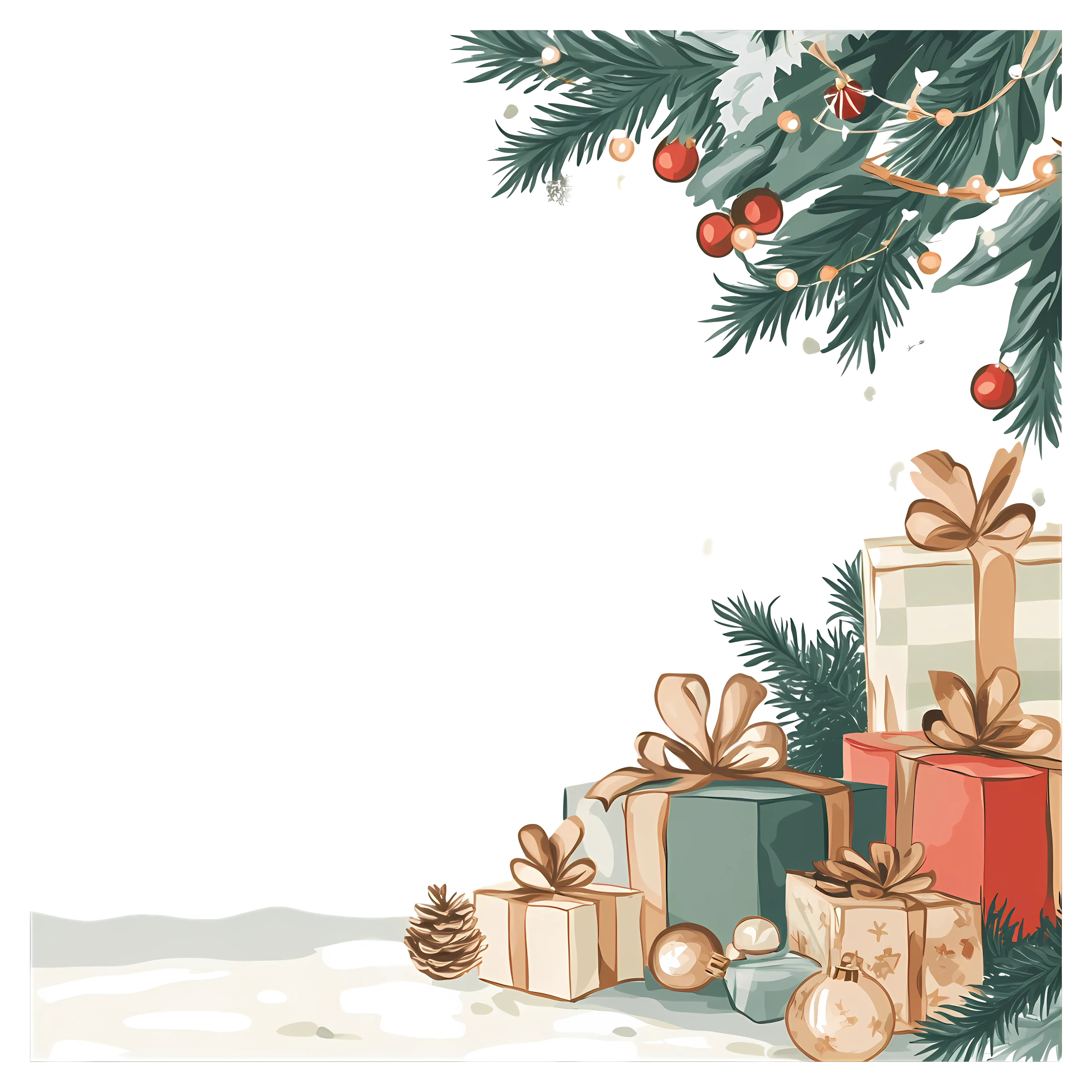 Christmas Presents with Festive Tree Branch