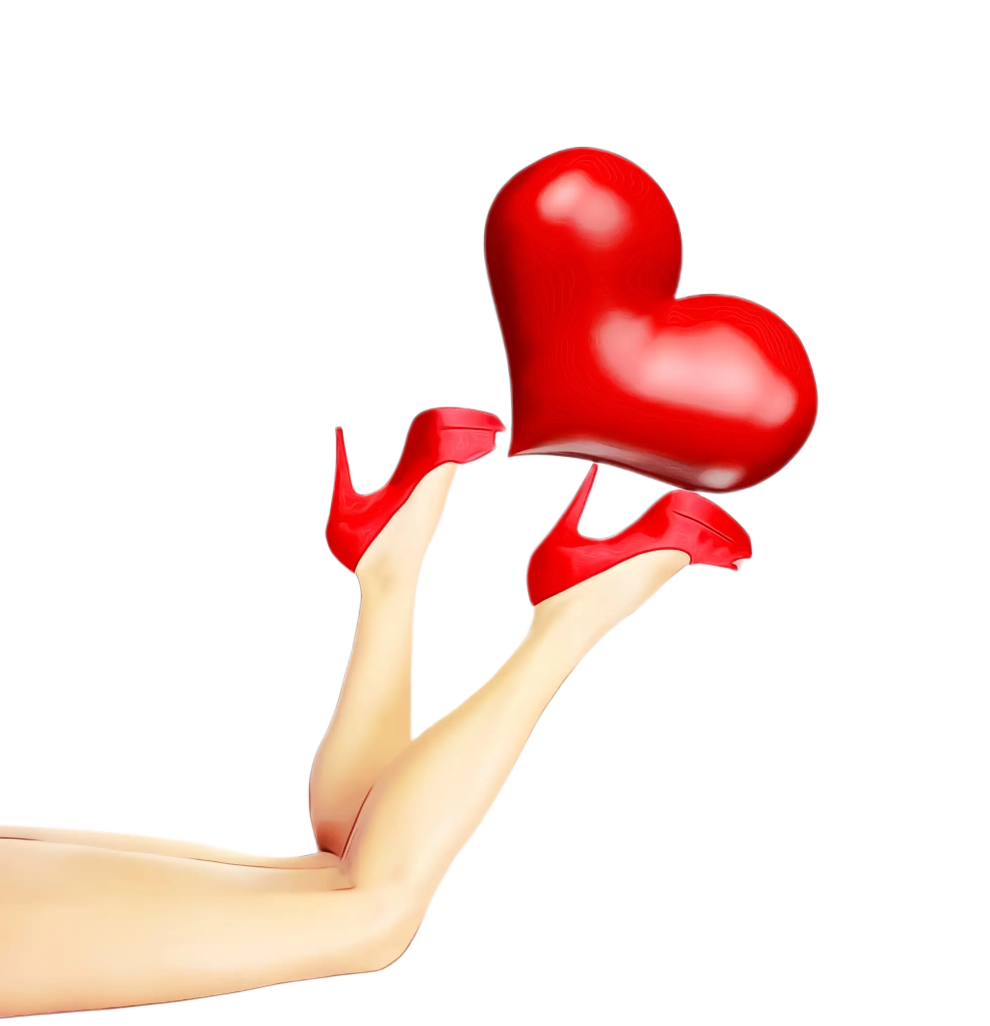 Red High Heels and Heart for Valentine&#039;s Day