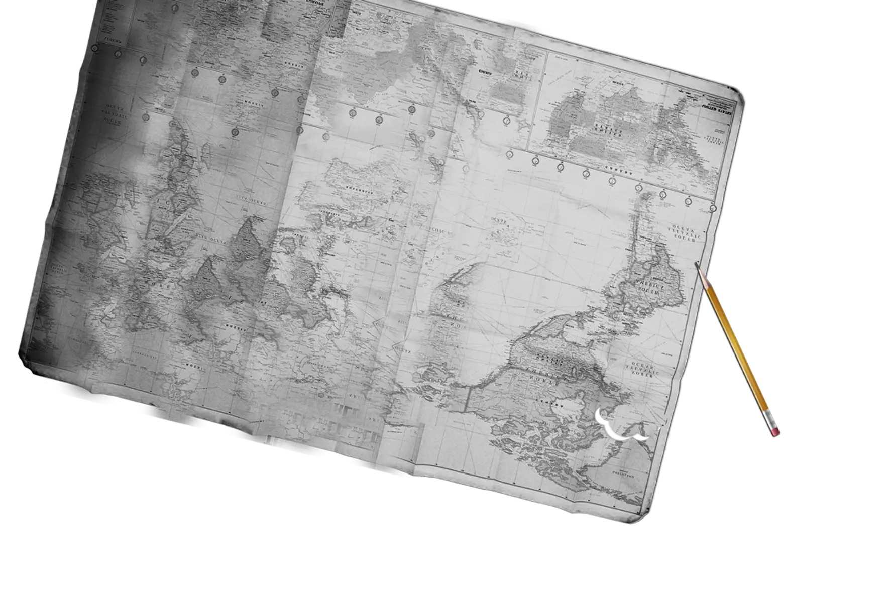 Old Map with Pencil