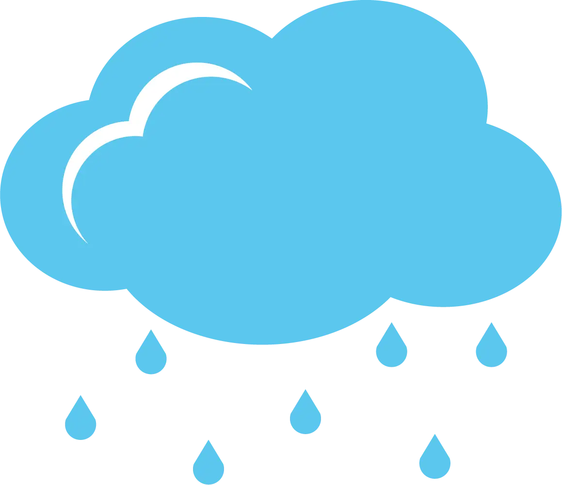 Blue Cloud with Falling Raindrops Icon