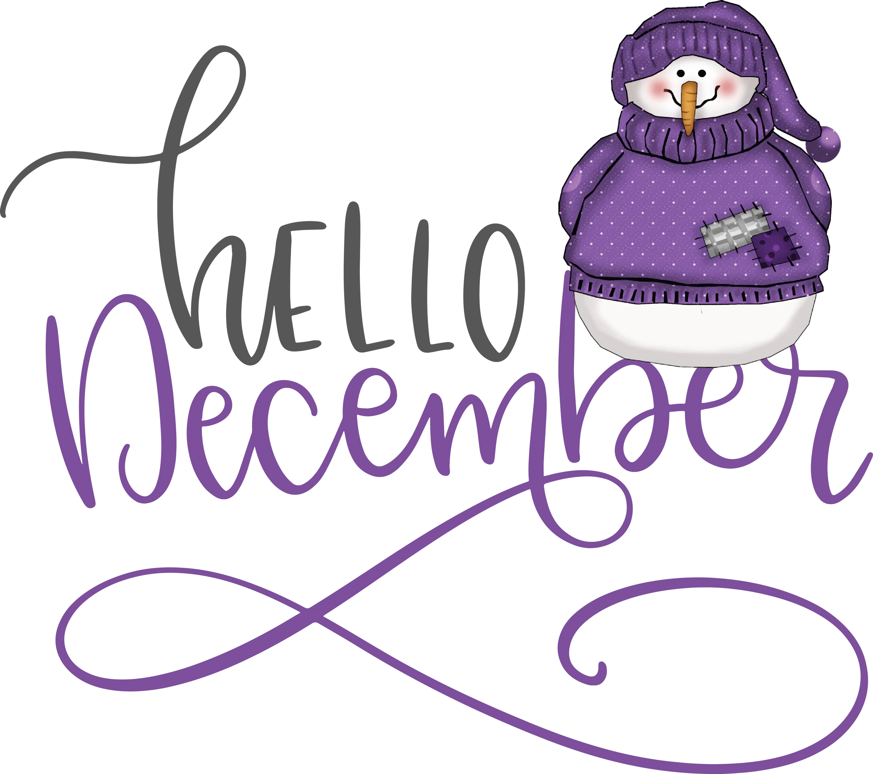 Snowman Design with Hello December Typography