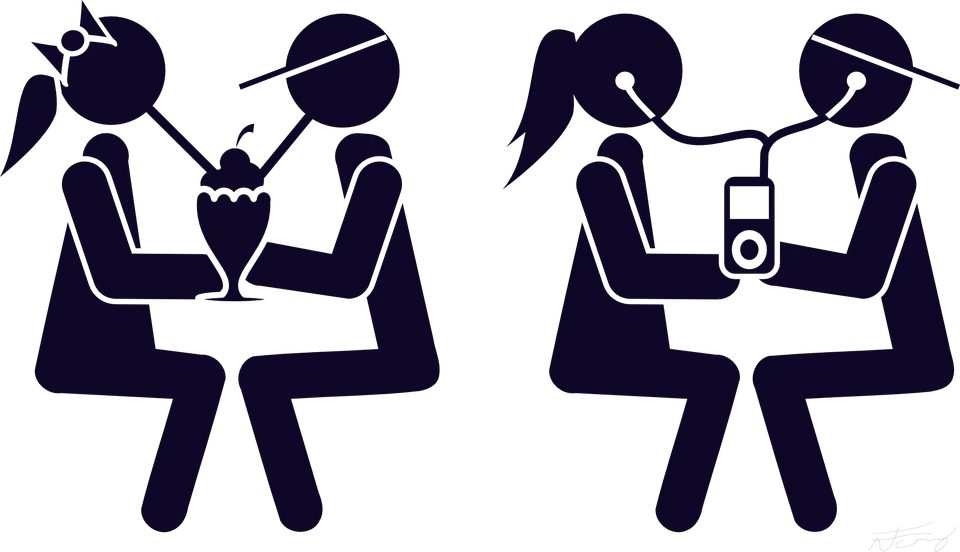 Cute Couple Dating Icons in Minimalist Style
