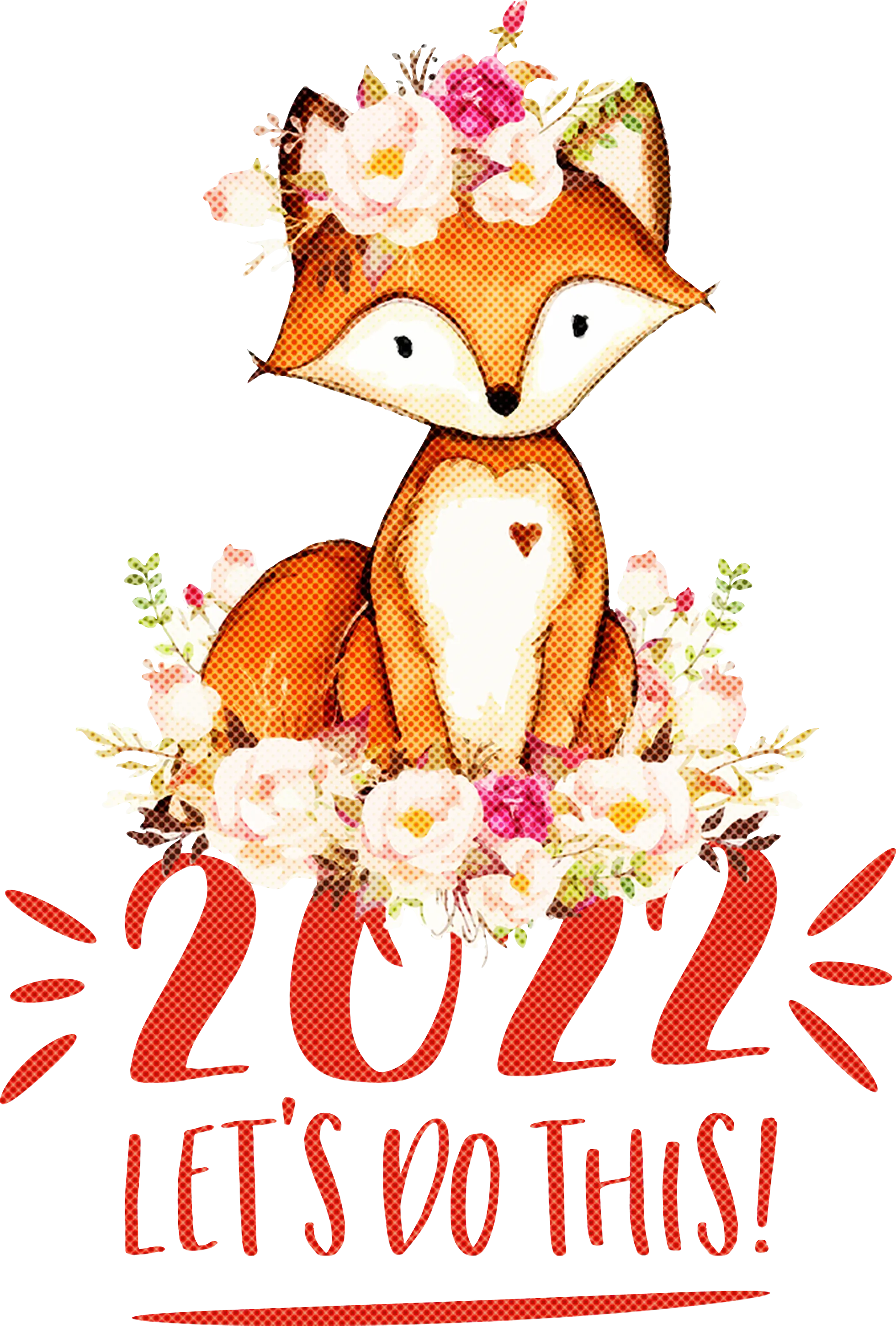 Floral Crown Fox with 2022 Message