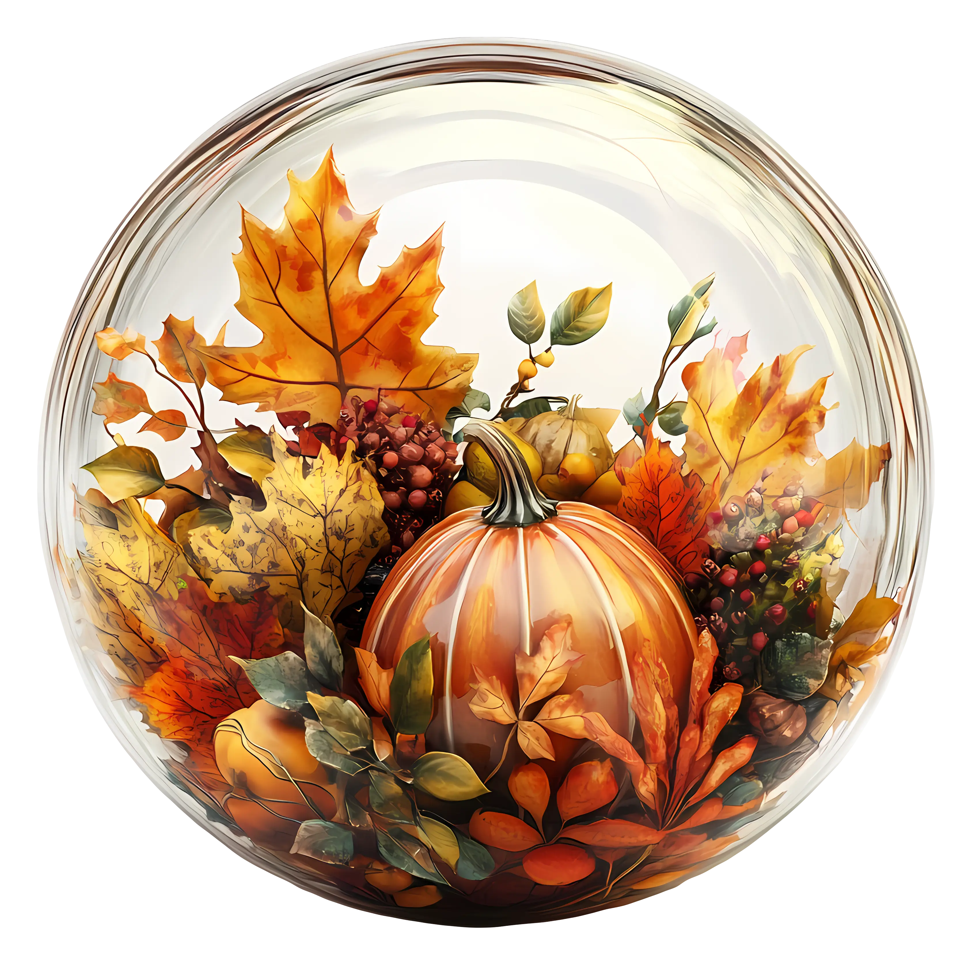 Autumn Pumpkin and Leaves Decoration