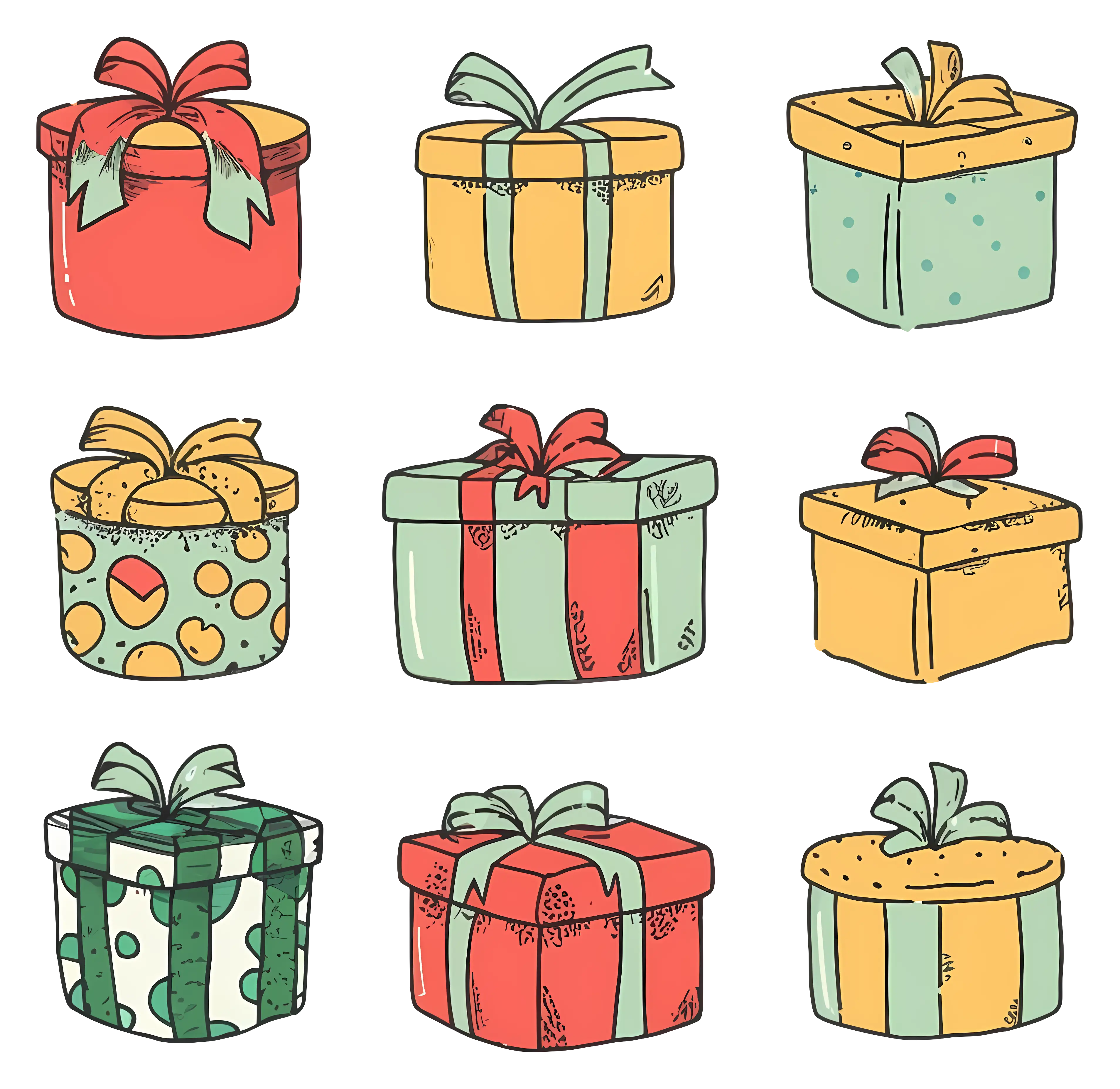 Colorful Gift Boxes in Decorative Styles