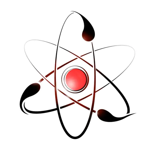 Colorful Atom Symbol with Red Core