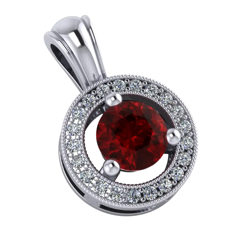 Silver and Red Gemstone Pendant