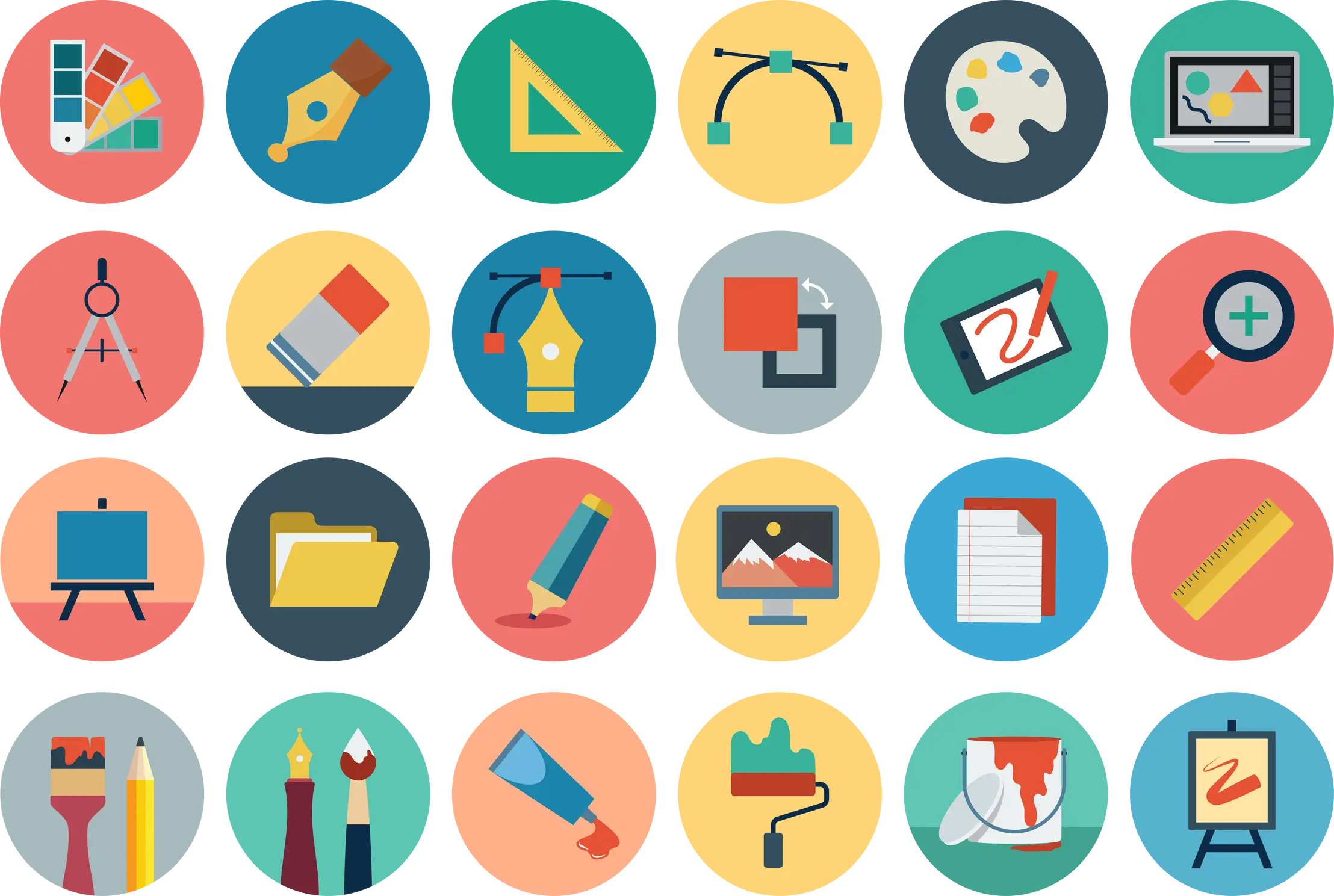 Colorful Art Supplies Icons