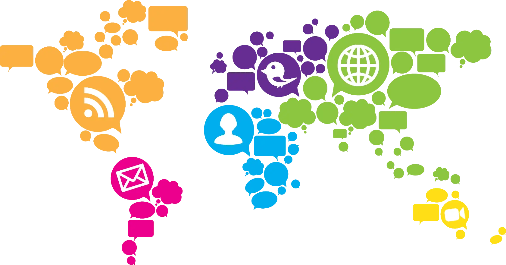 World Map with Social Media Icons