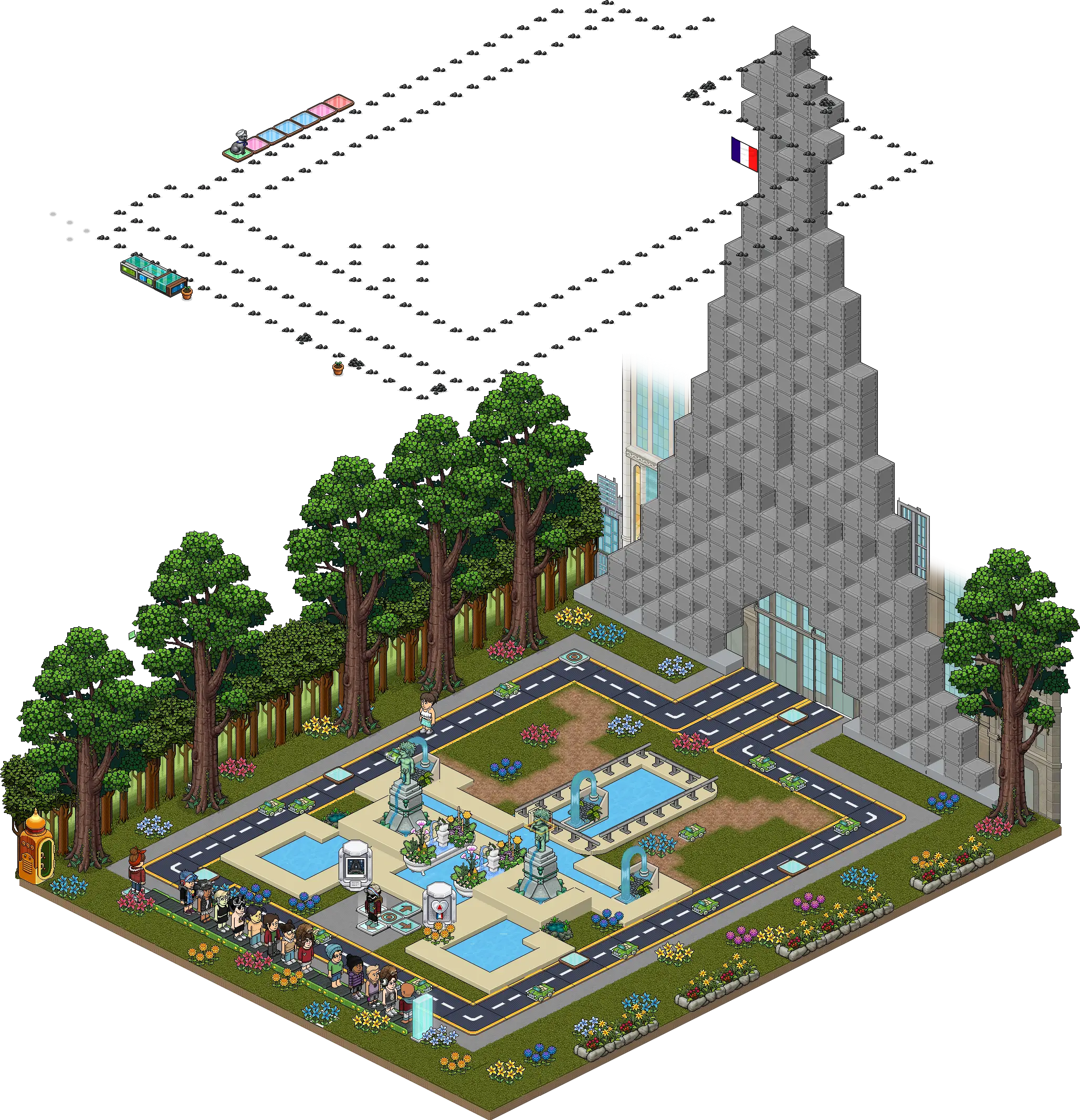 Pixel Art Building with Garden