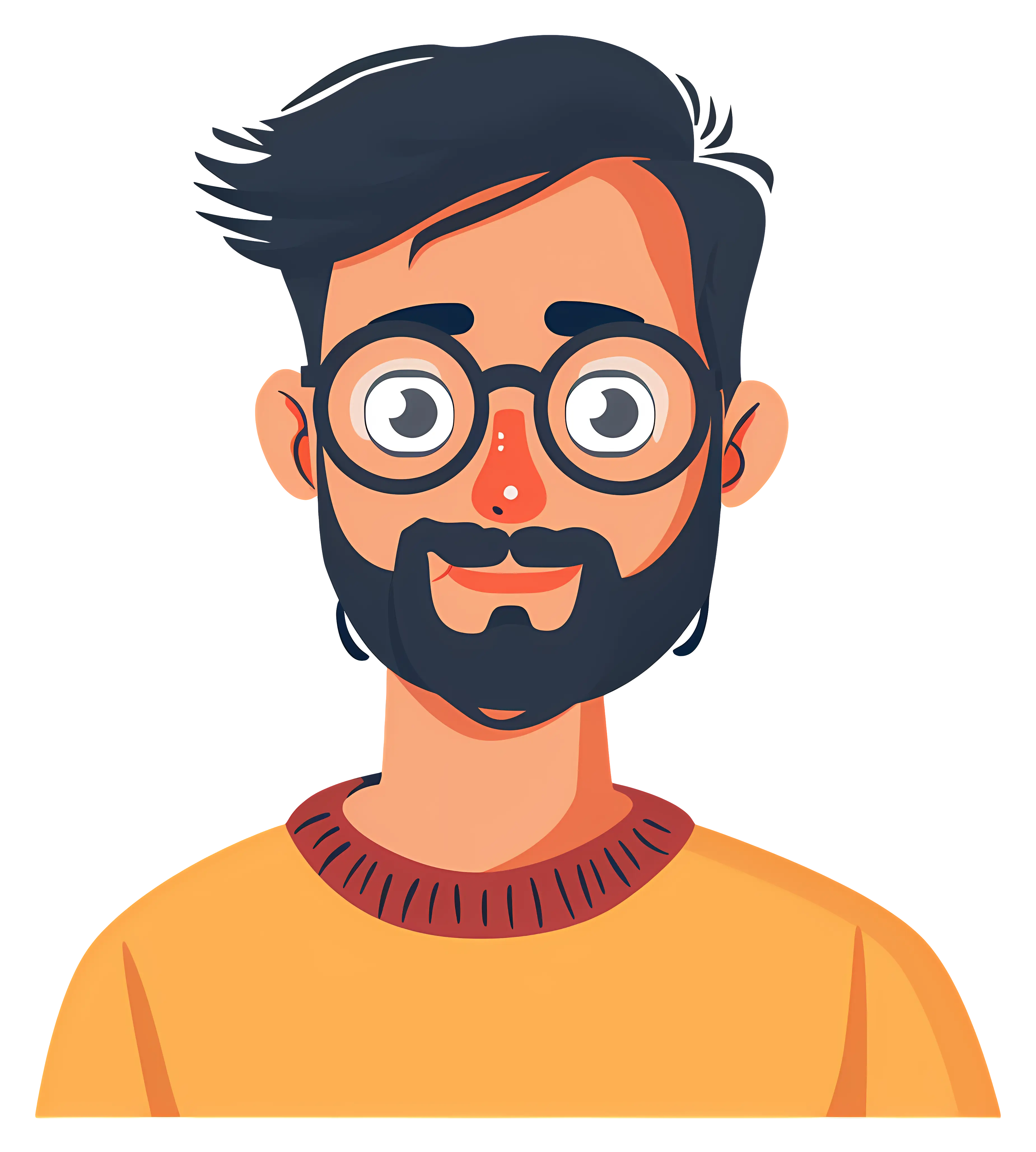 Cartoon Man Avatar with Glasses and Beard