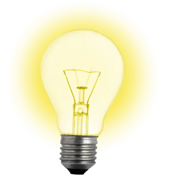 Yellow Glowing Light Bulb Idea Symbol