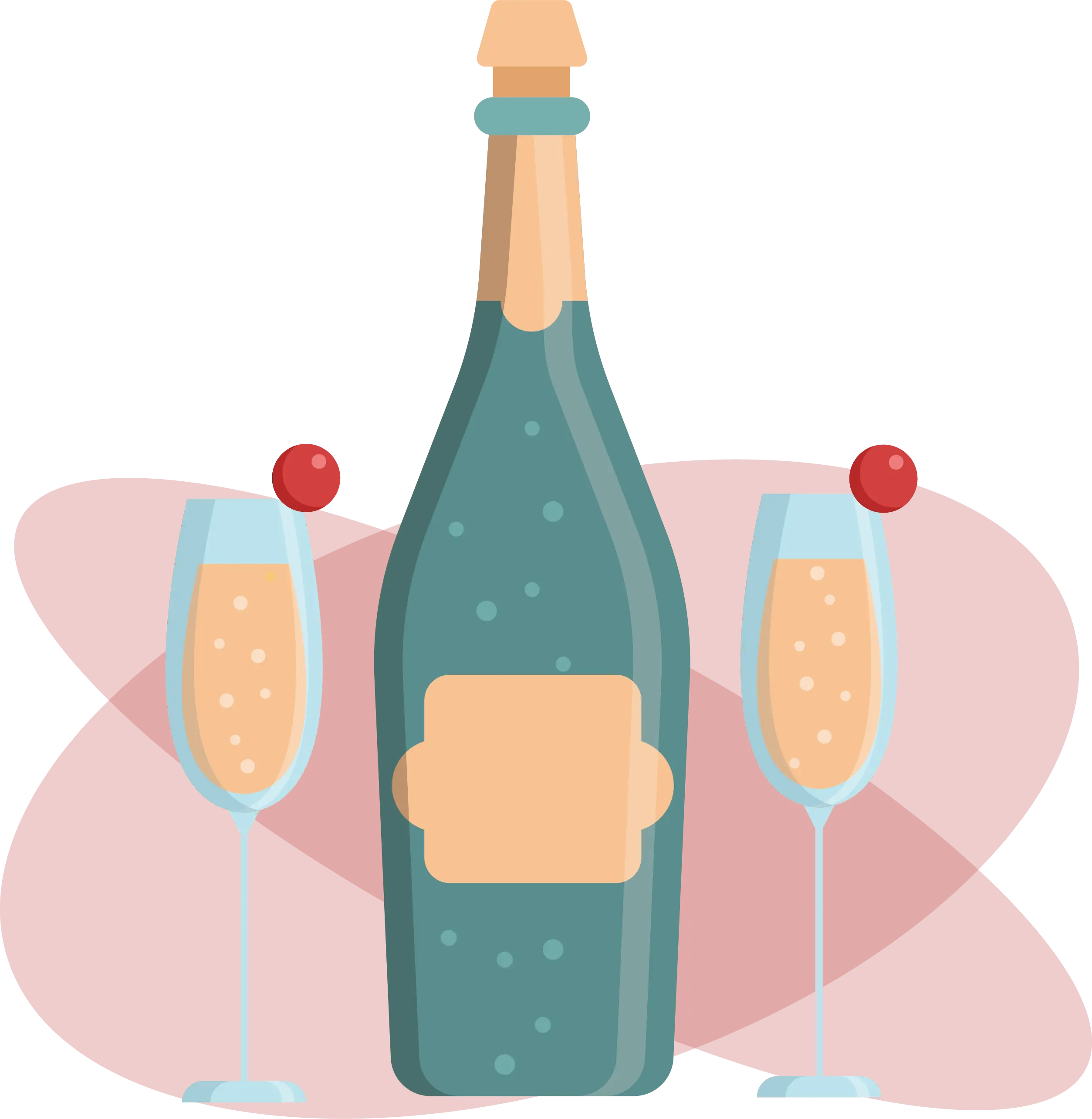 Champagne Bottle with Glasses