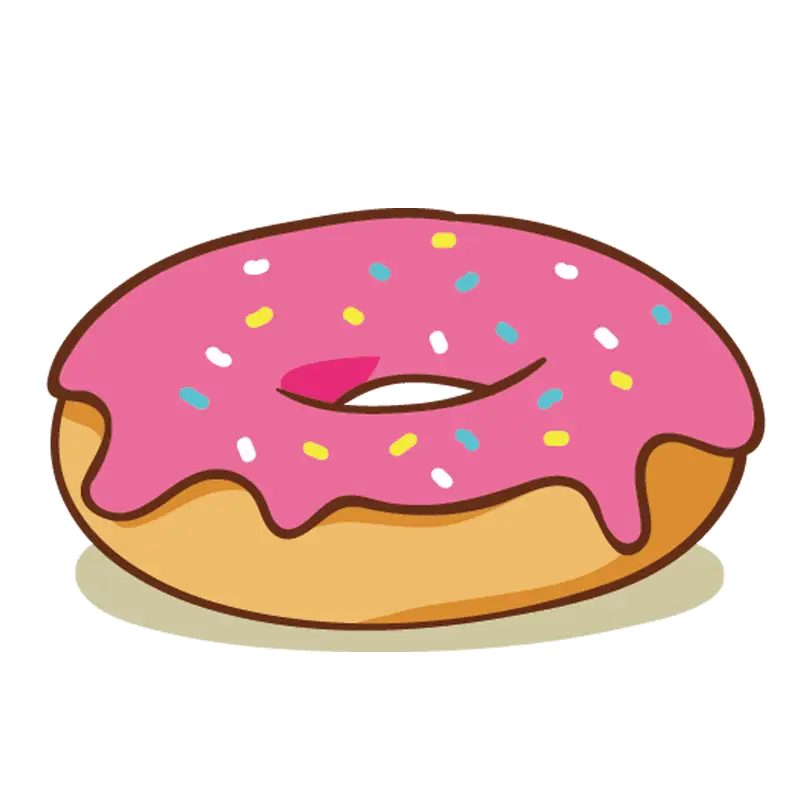 Pink Sprinkle Donut in Fun Cartoon Illustration