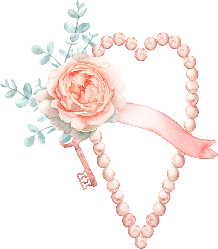 Heart Decoration with Flower and Key