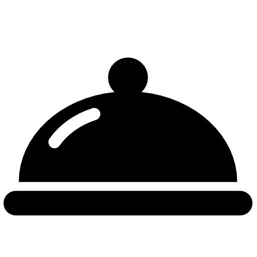 Black Tray and Cloche Symbol for Food Service