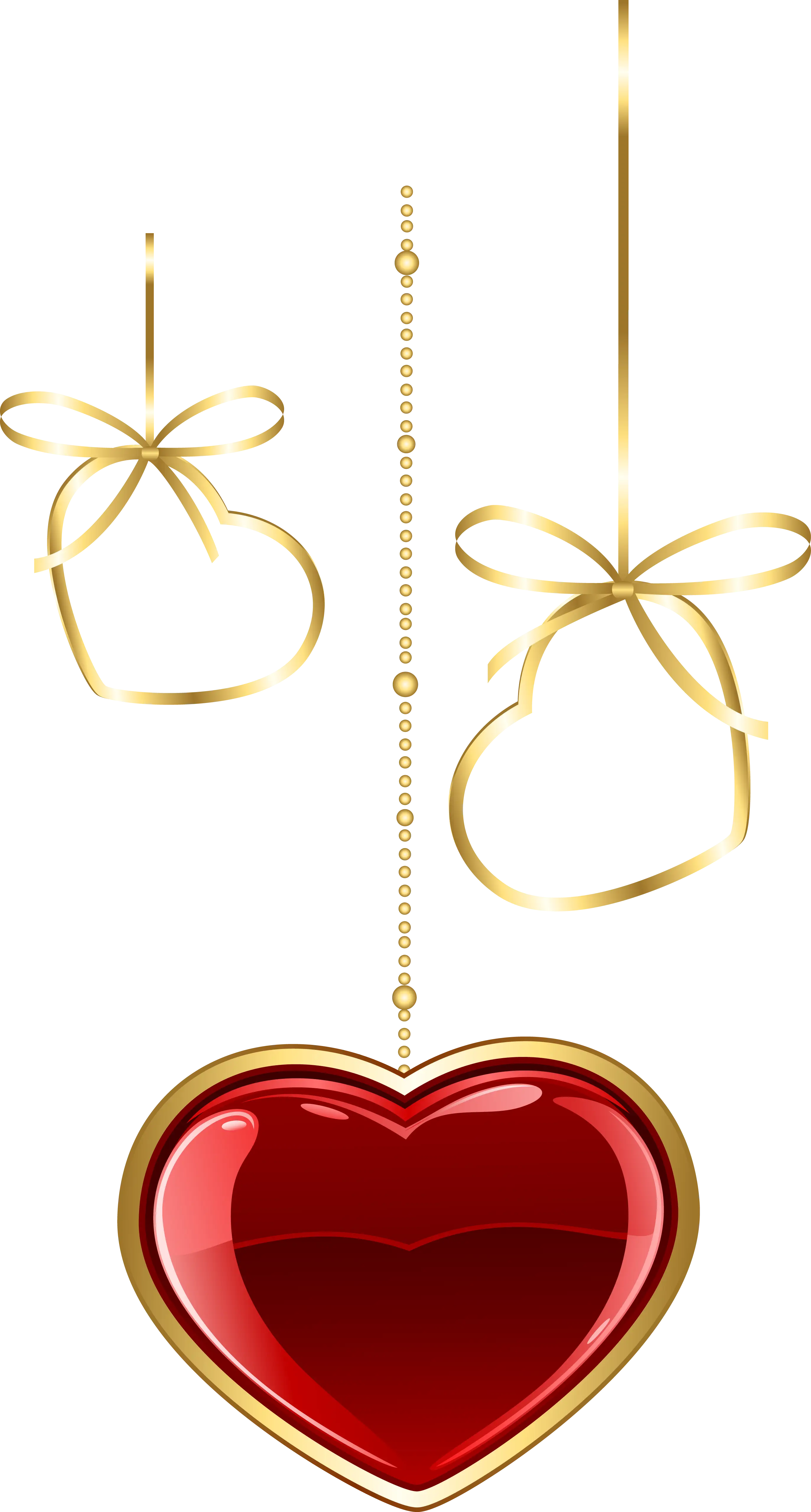 Red Heart Ornament with Gold Chains