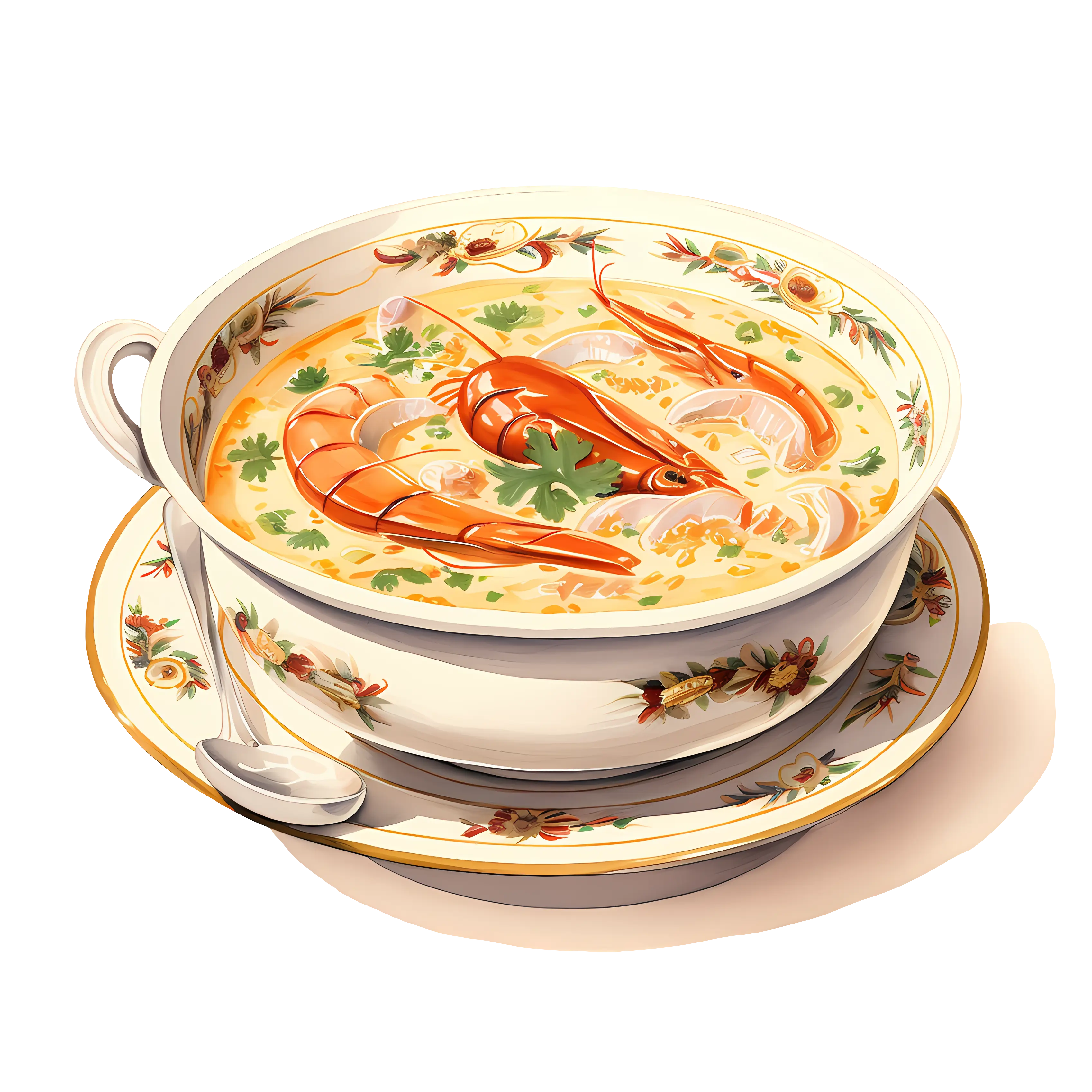 Delicious Shrimp Soup in Elegant Bowl