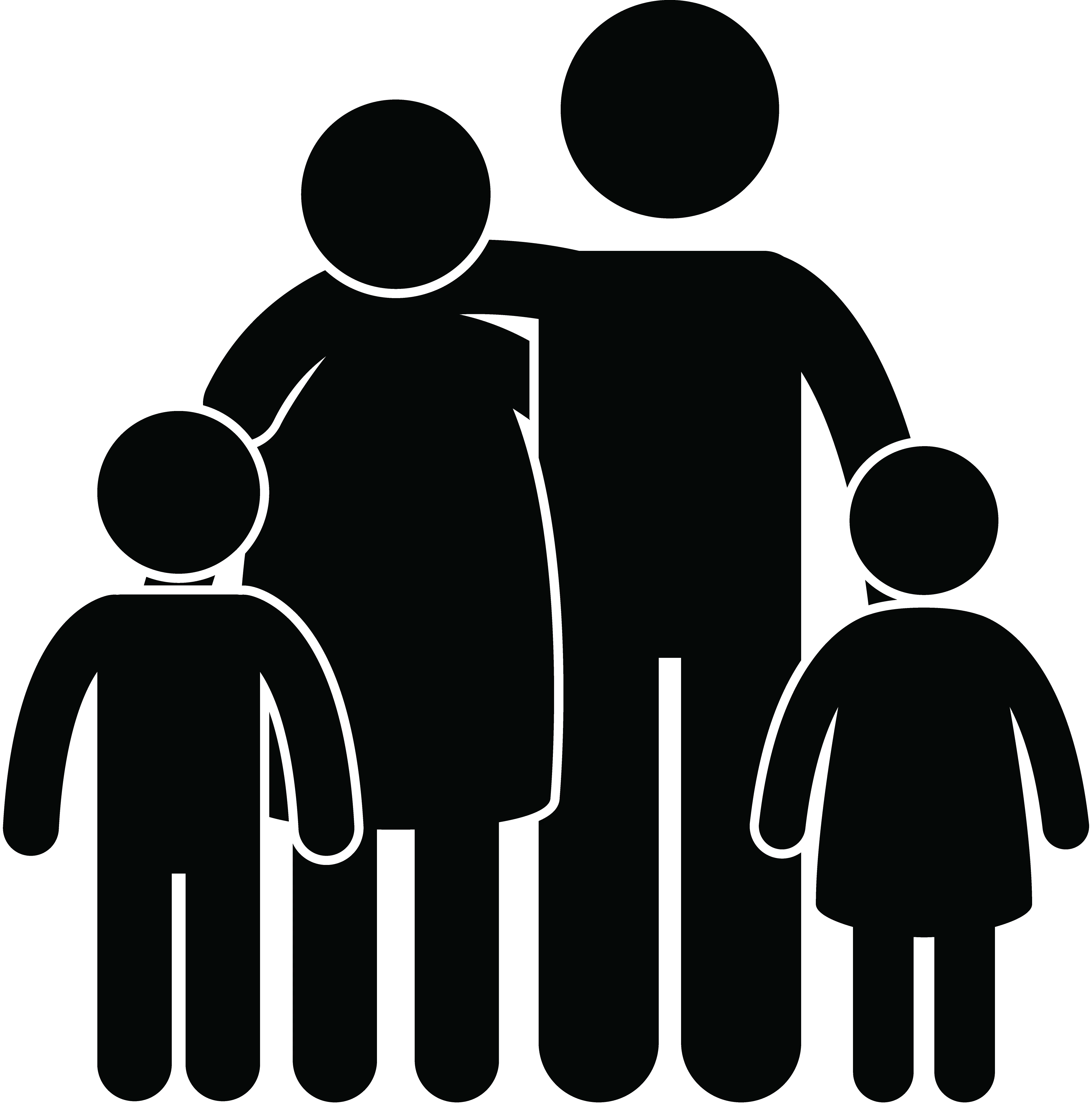 Family Silhouette with Four Members