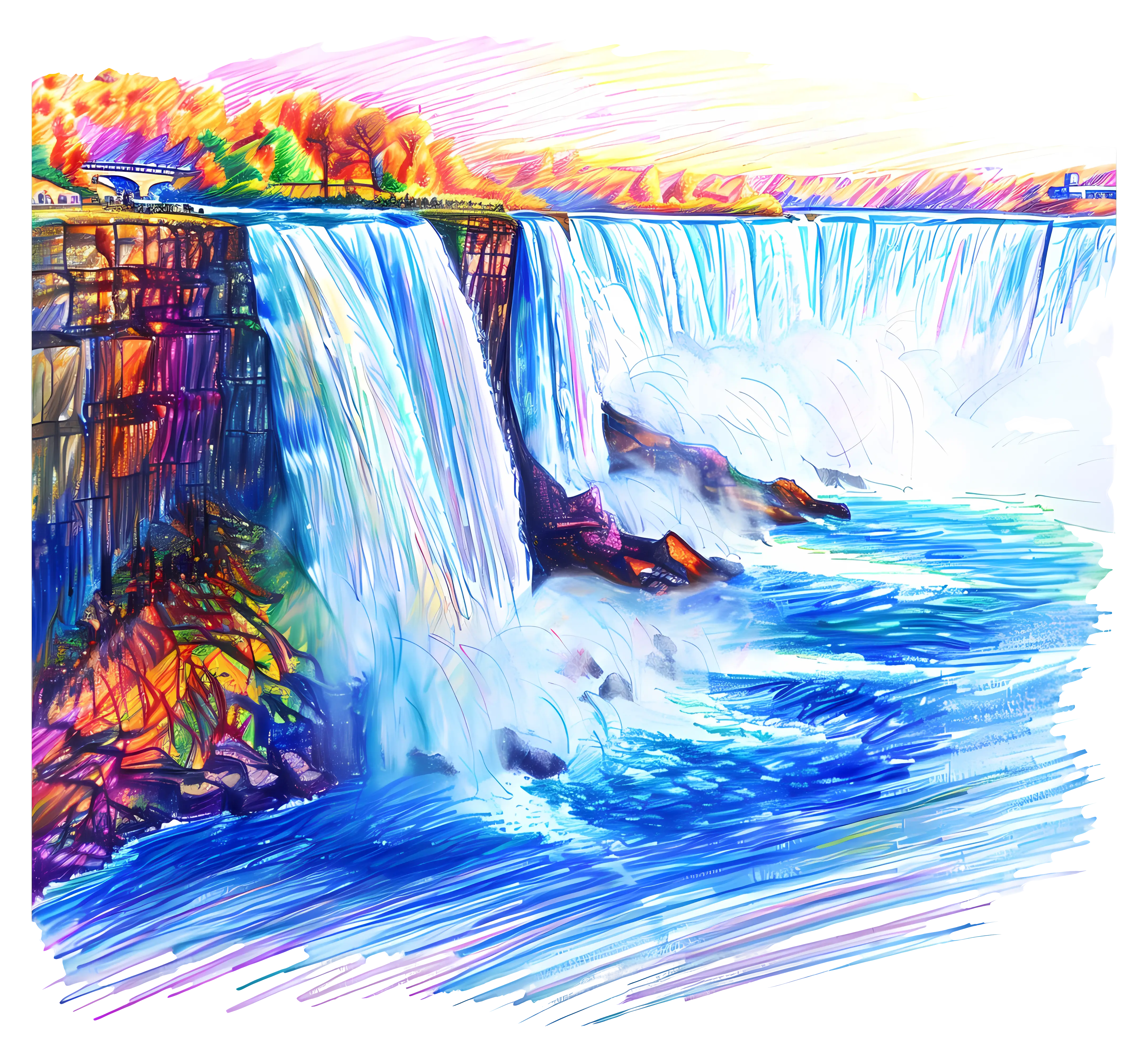 Colorful Waterfall Scenery