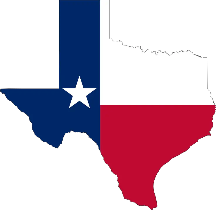 Texas State Map with Flag Colors