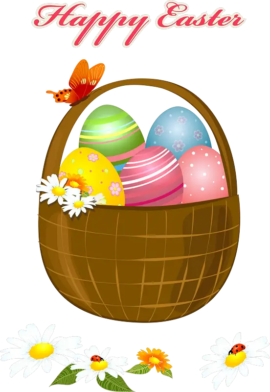 Easter Basket with Colorful Eggs