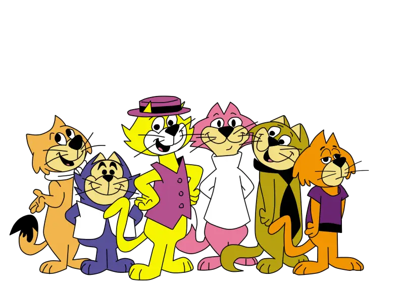 Animated Cats Group with Playful Expressions