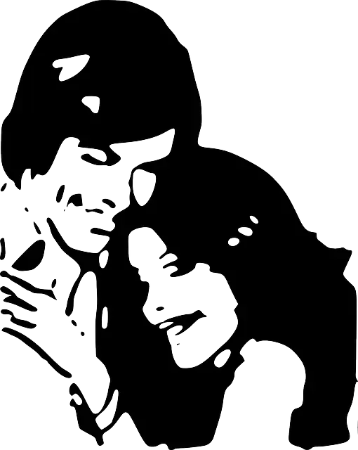 Romantic Silhouette Couple in Black and White