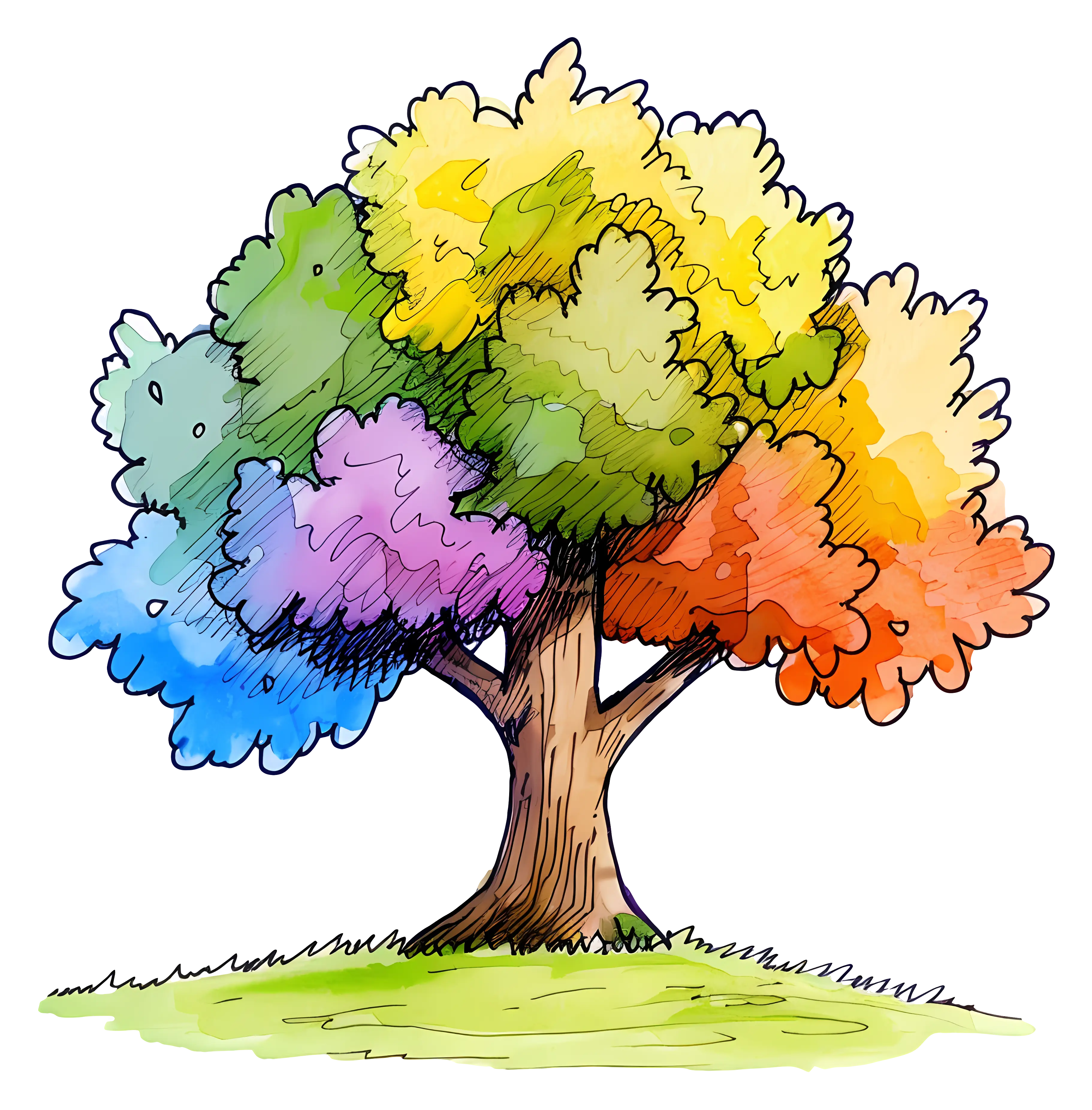 Rainbow Colored Tree Illustration