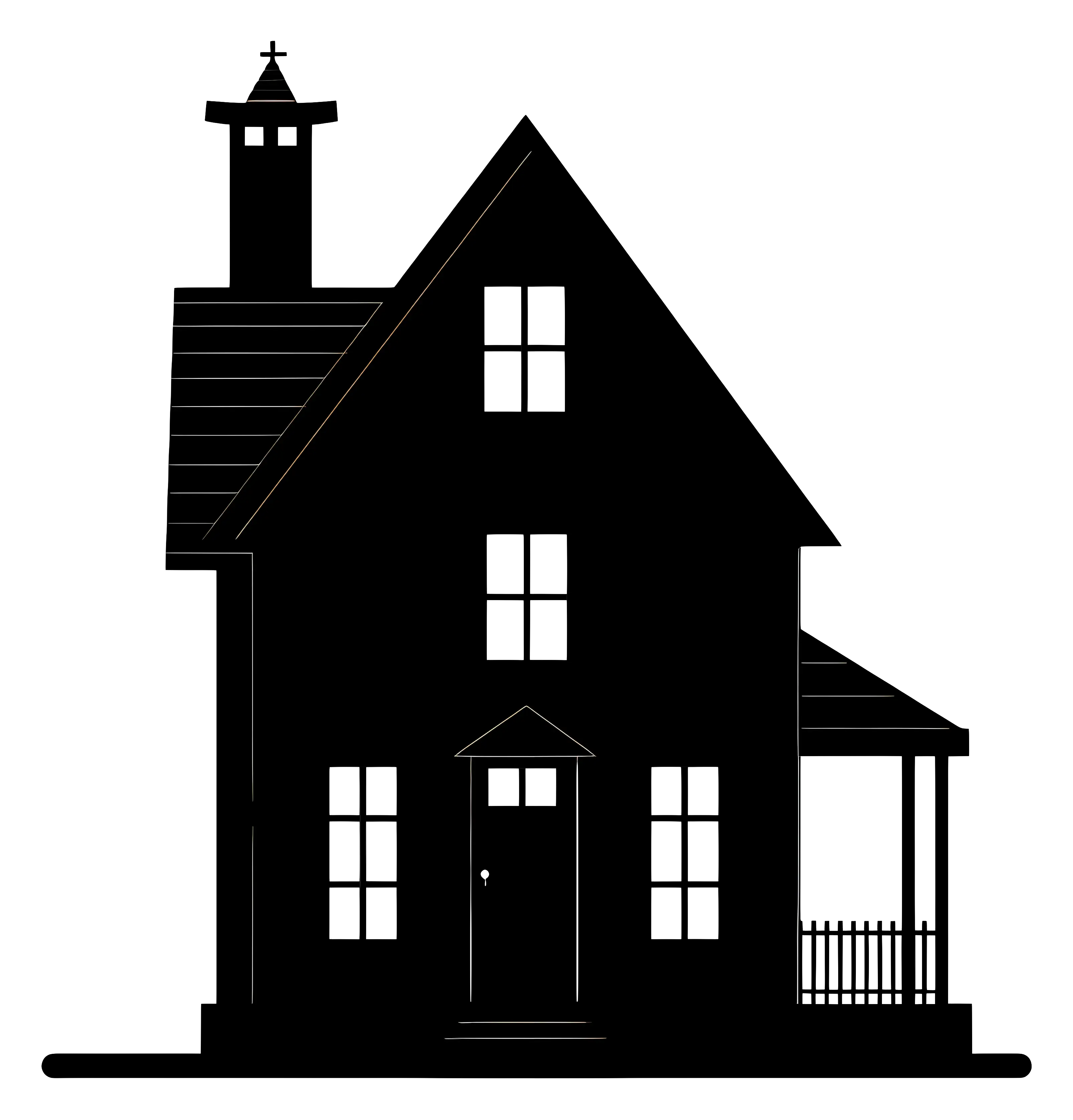 Minimalist House Silhouette with Chimney