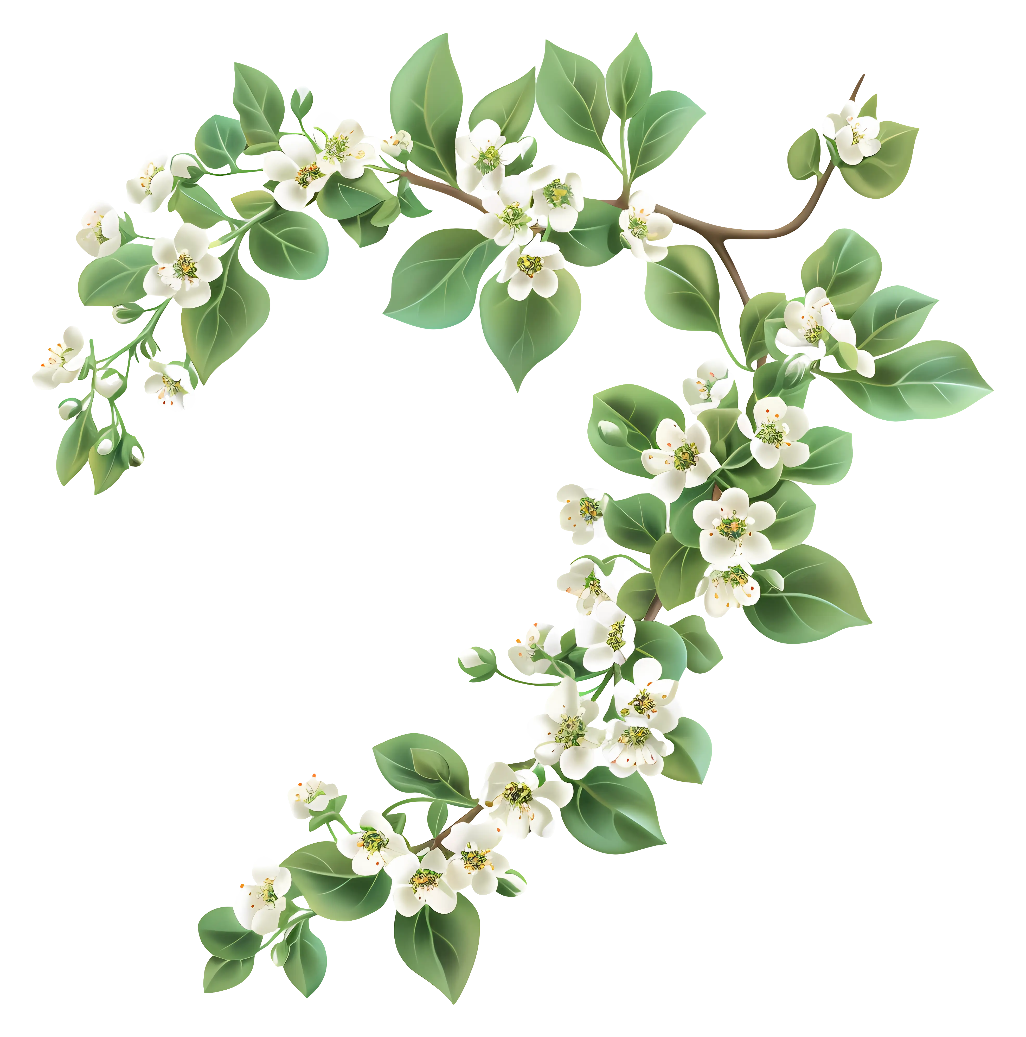 White Blossoms on Elegant Branch Illustration