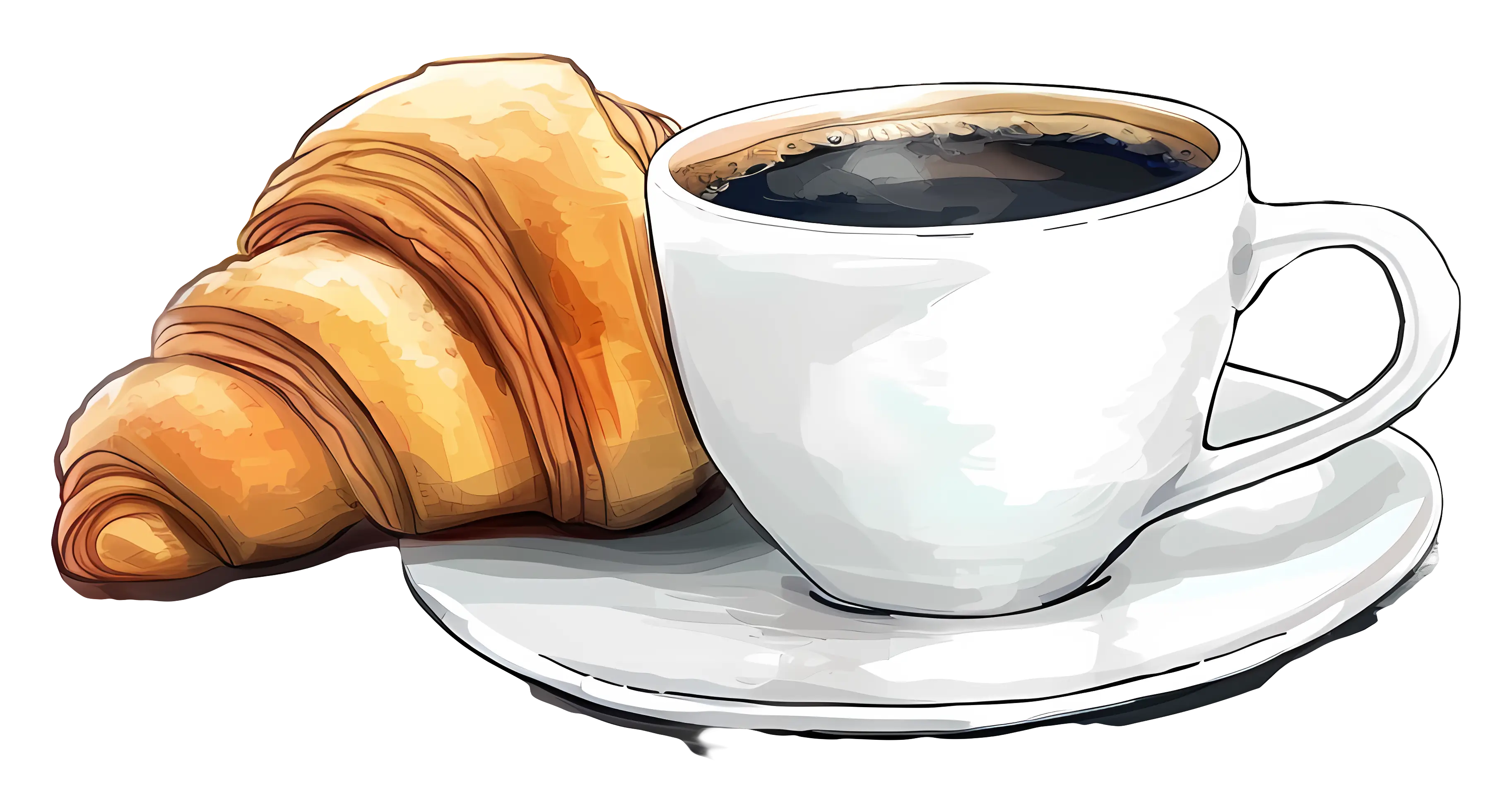Illustration of Coffee with a Croissant