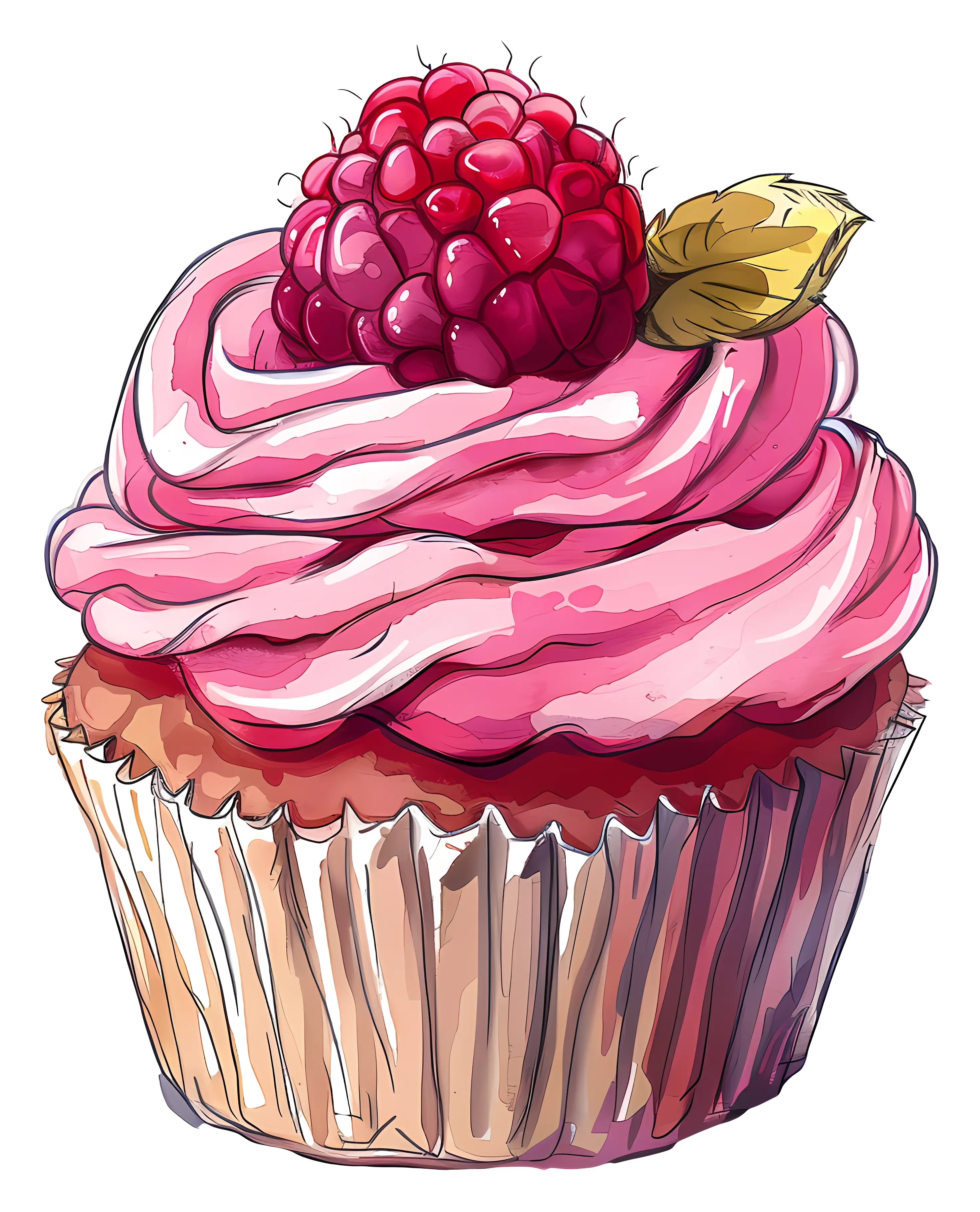 Pink Cupcake with Raspberry Topping