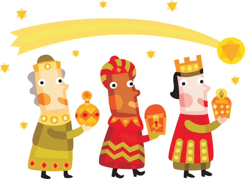 Cartoon Illustration of the Three Wise Men