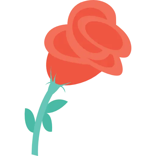 Red Rose Illustration in Cartoon Style