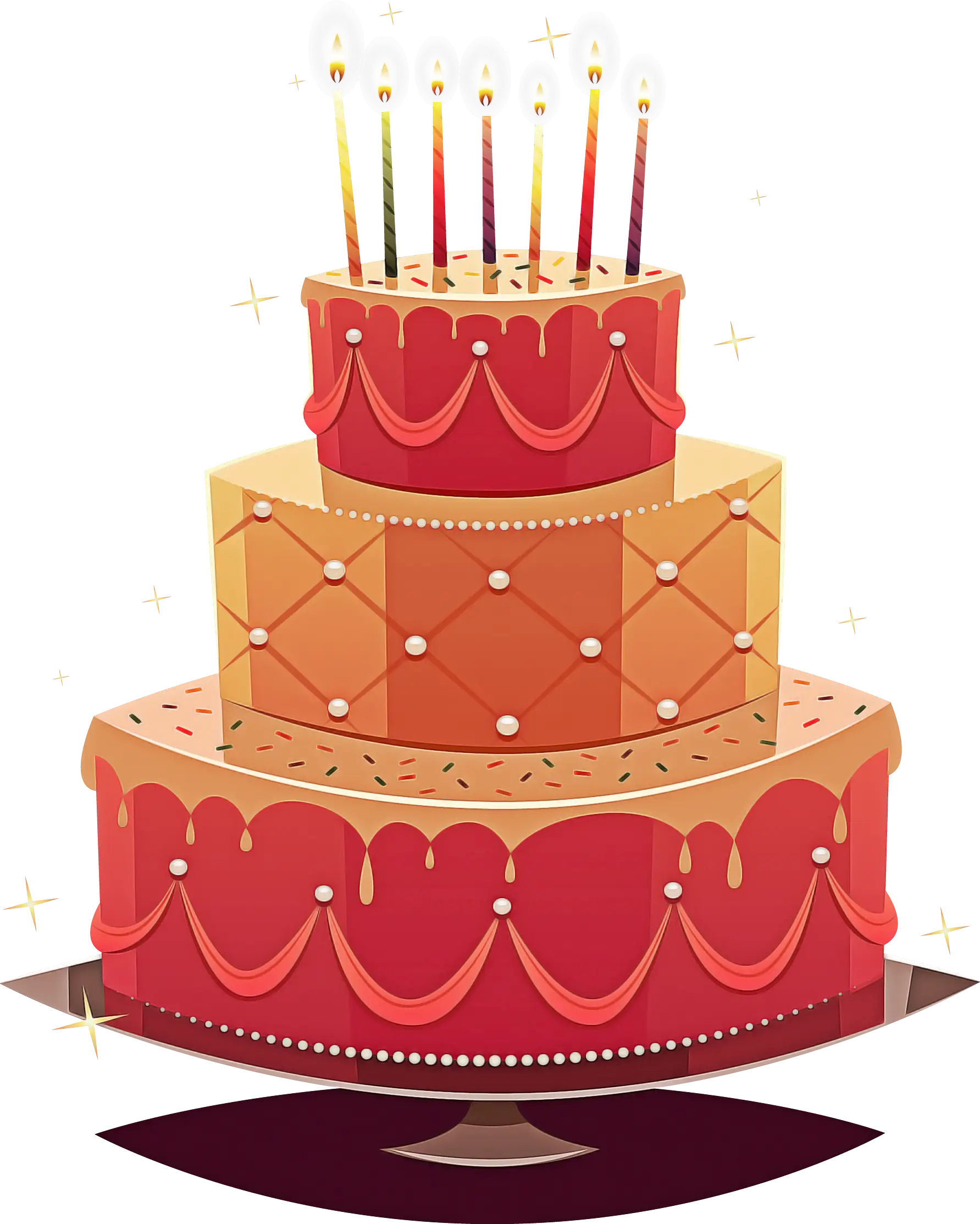 Celebratory Cake with Candles Illustration