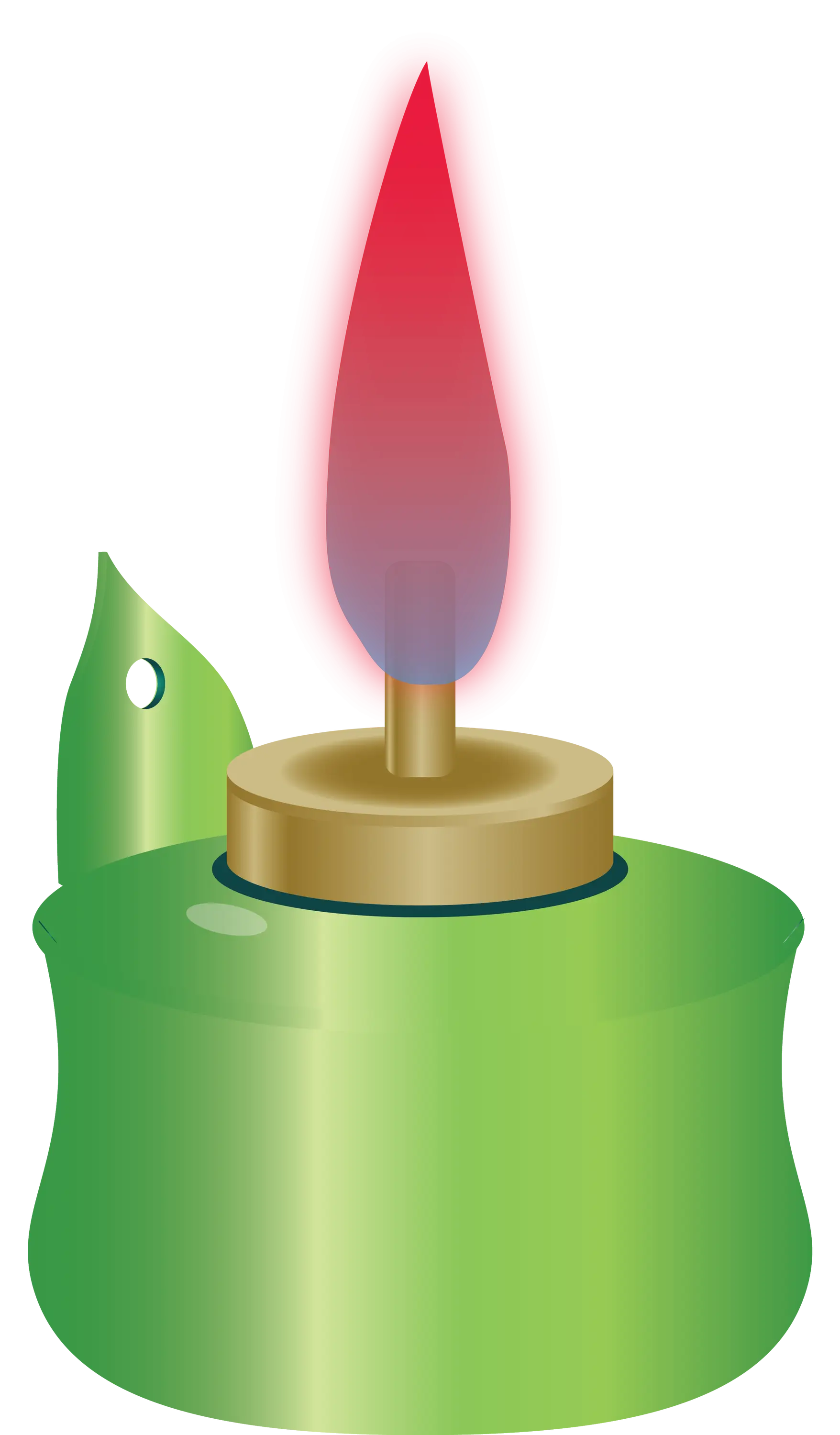 Green Oil Lamp with Flame