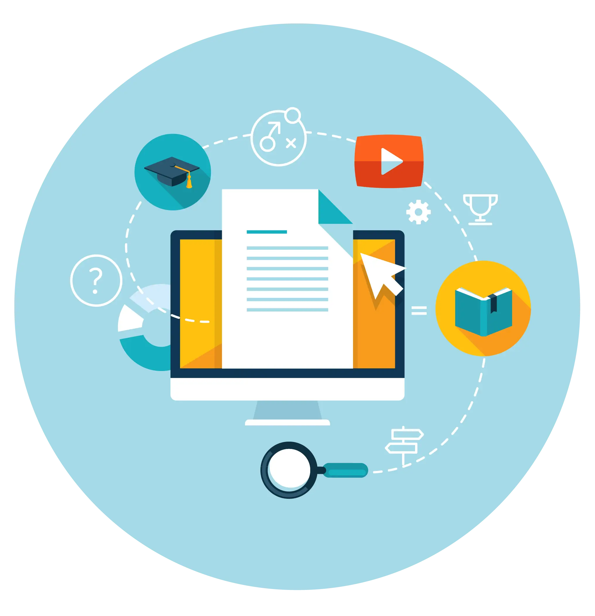 Online Education Concept with Computer and Icons