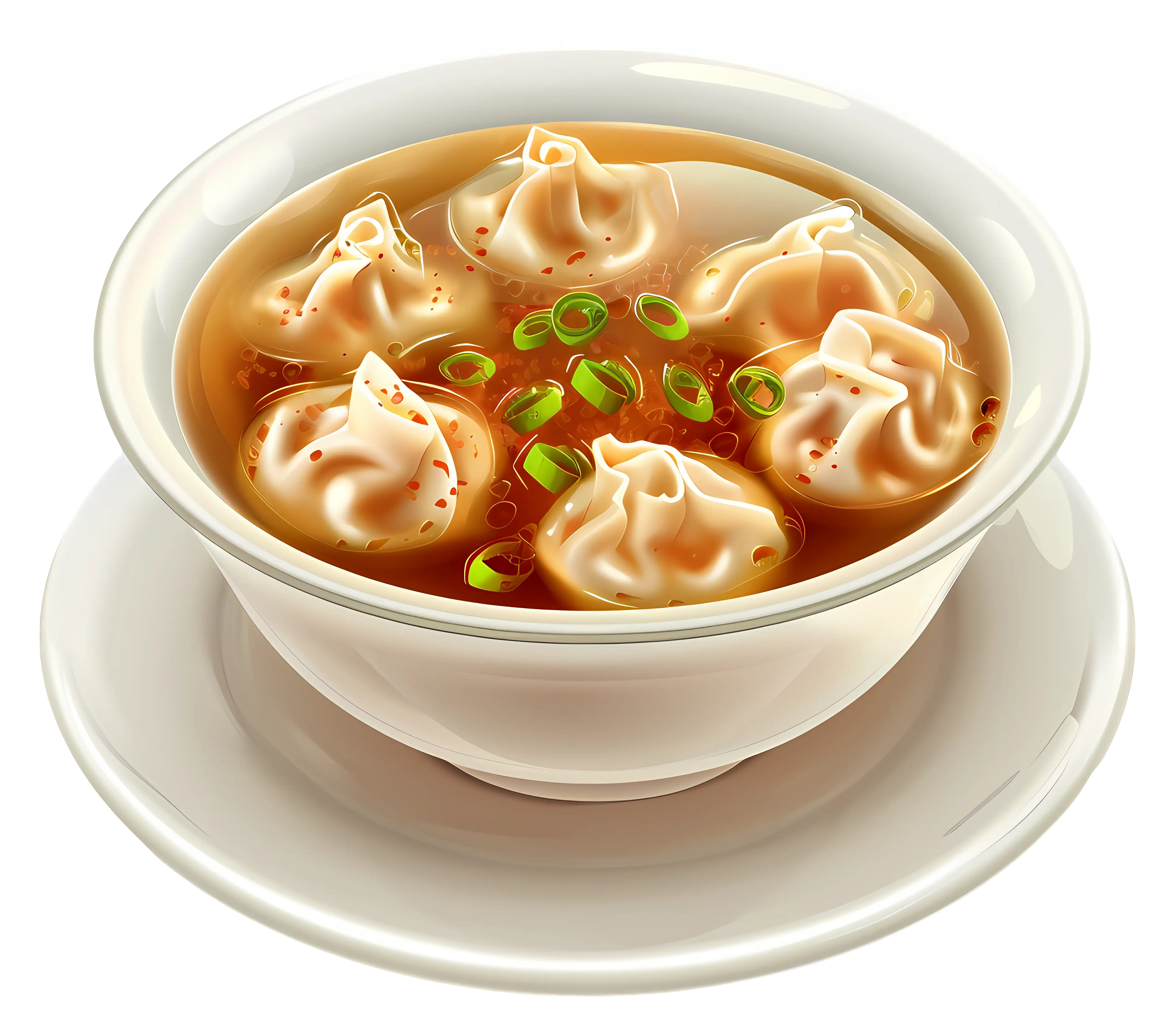 Bowl of Dumplings in Spicy Soup