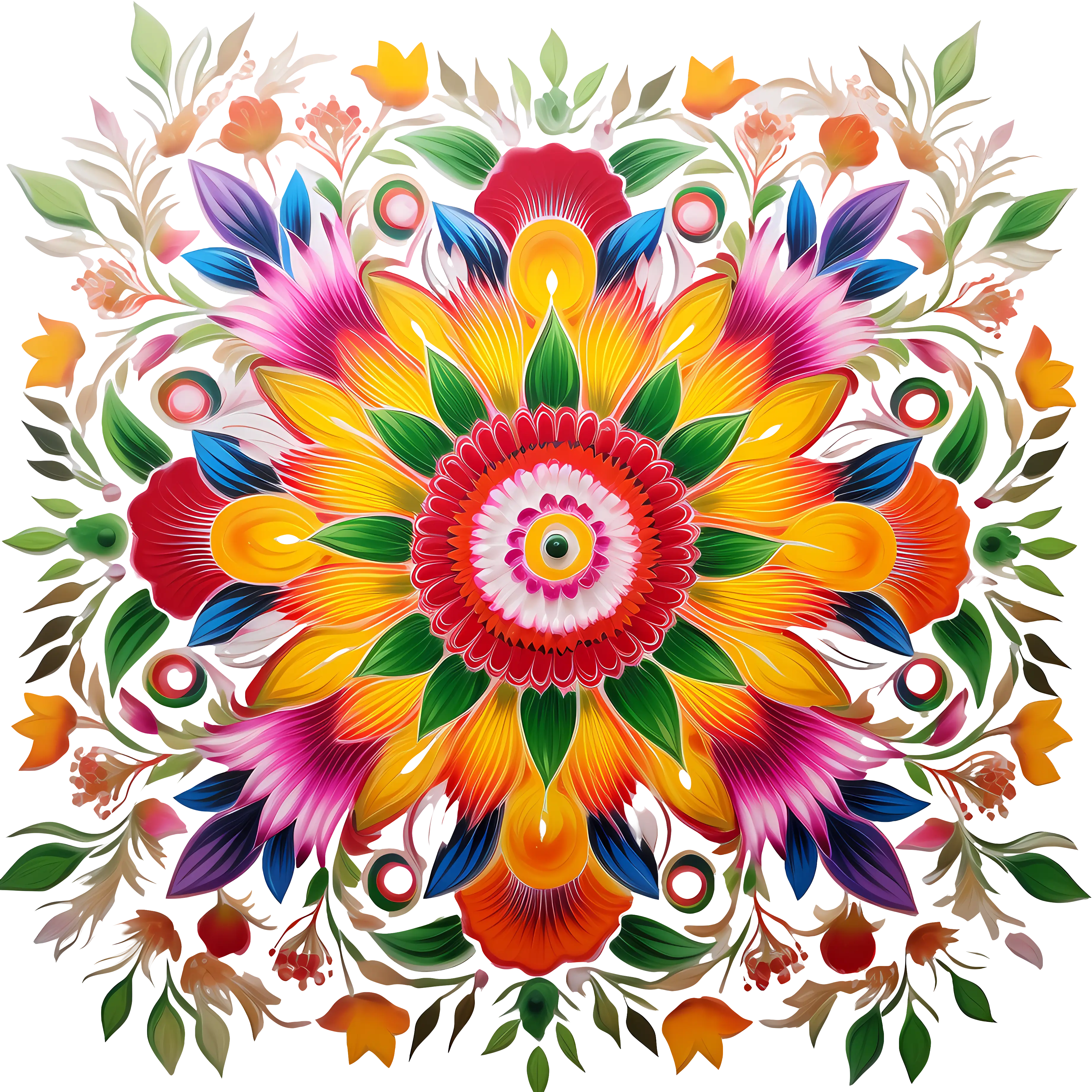 Bright and Colorful Floral Mandala Artwork