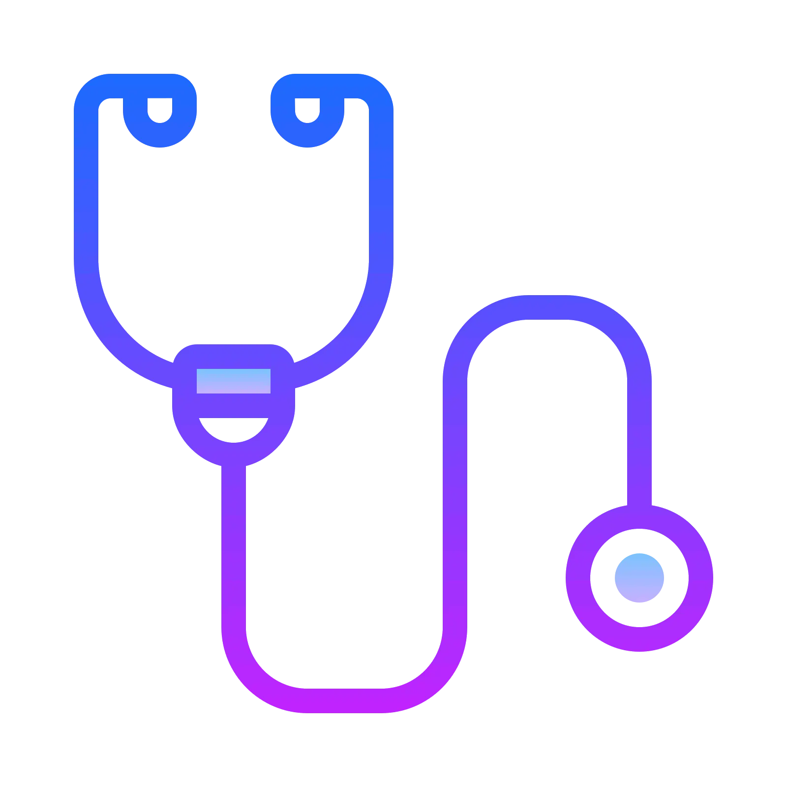 Blue and Purple Gradient Stethoscope Icon for Healthcare Concepts