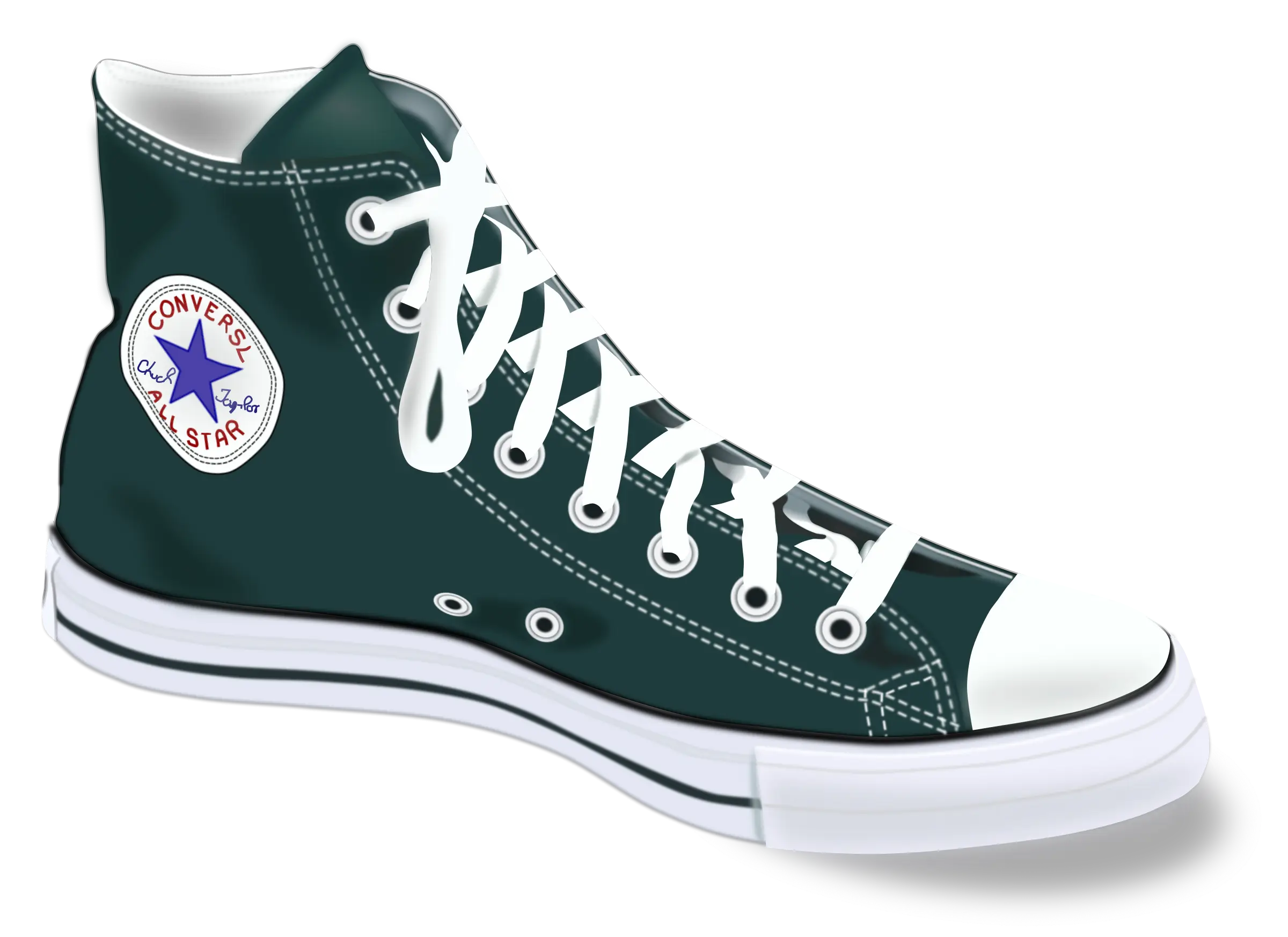 Green High-Top Sneaker with White Laces