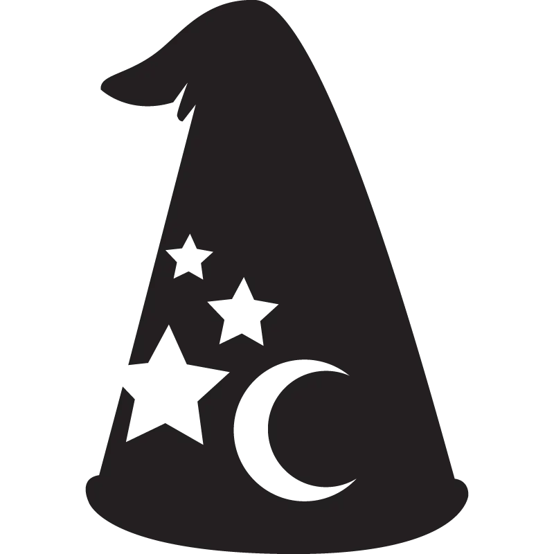 Black Wizard Hat with Stars and Moon